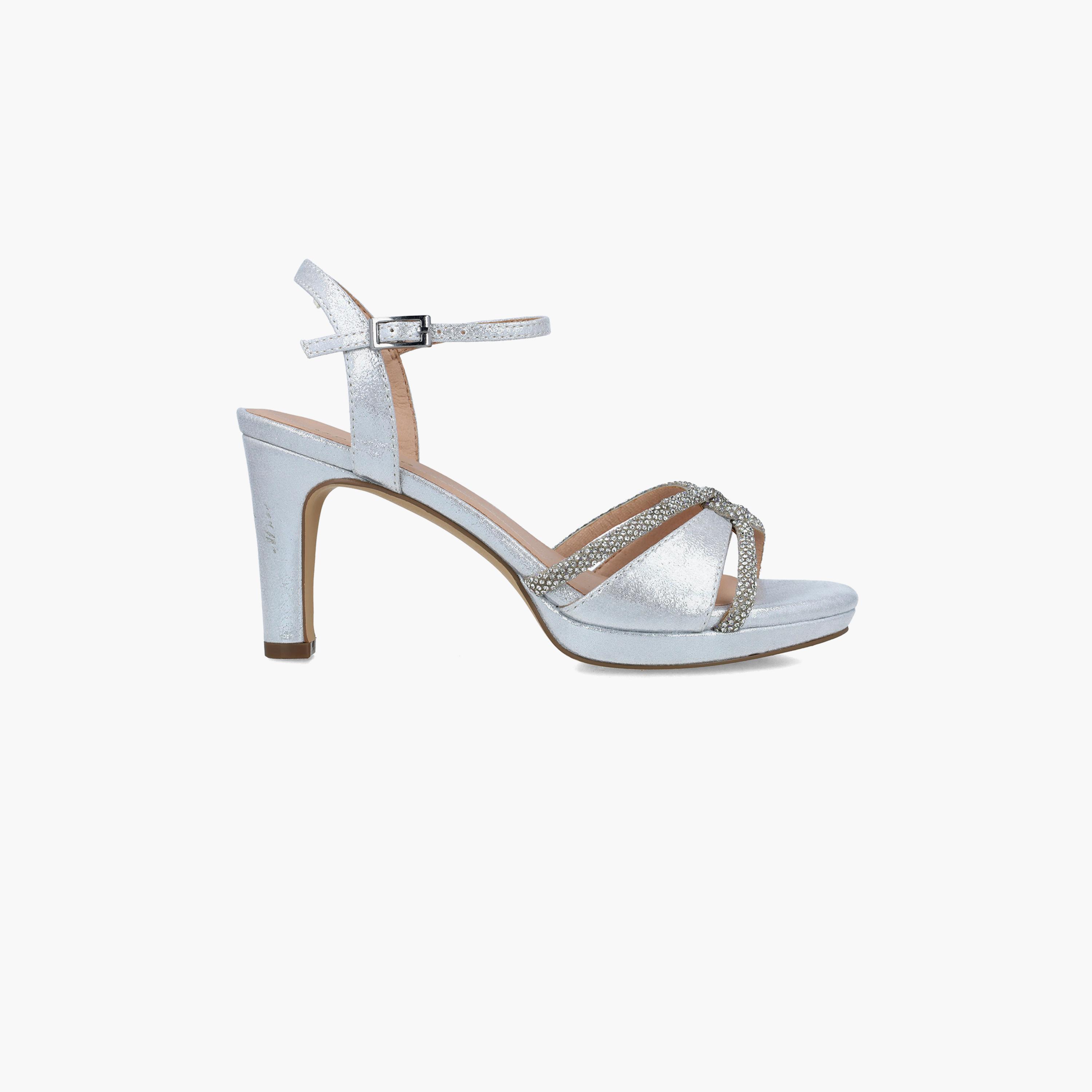 Menbur Women's Metallic Strap Sandals with Embellishment | 24371-women-shoes-heels-image-2