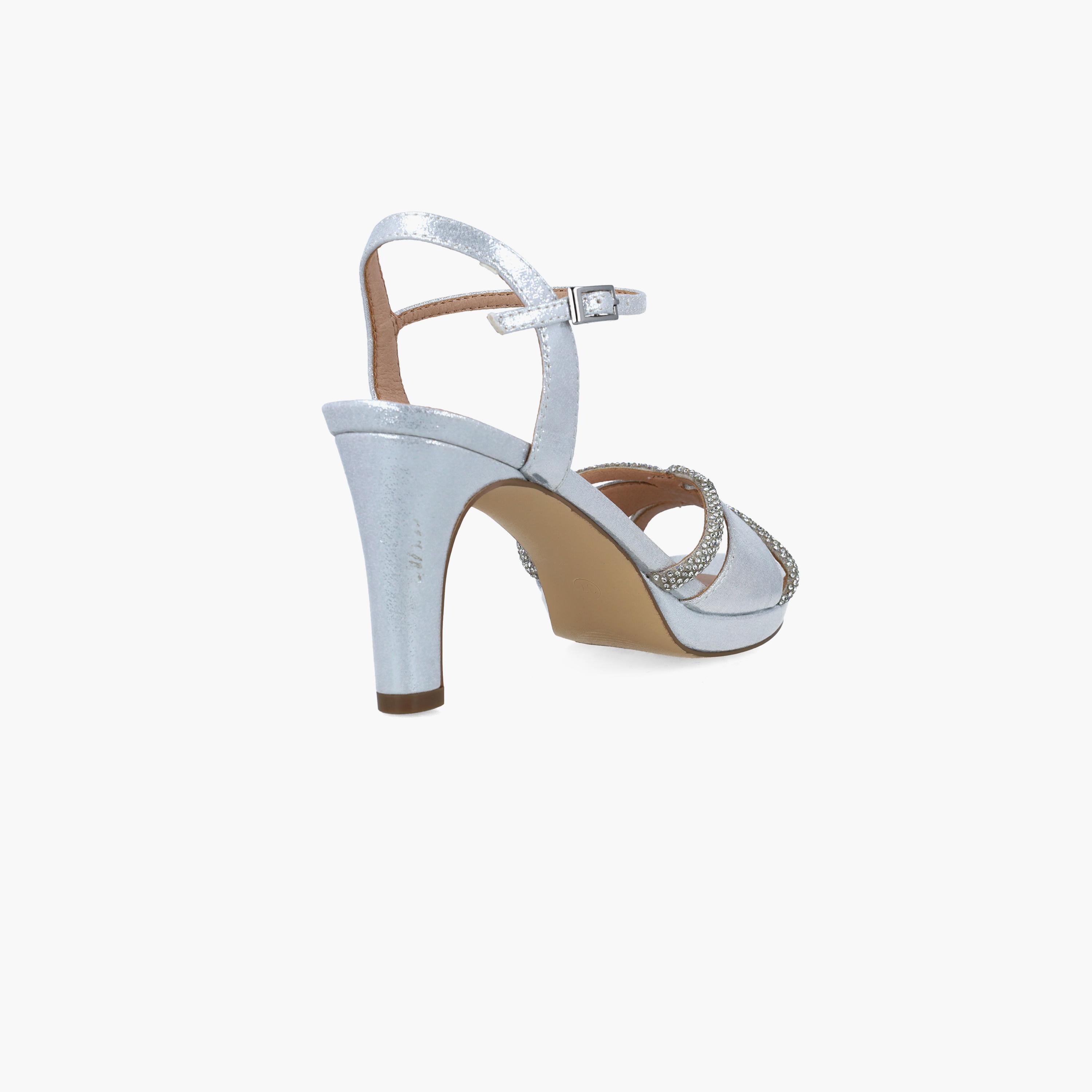 Menbur Women's Metallic Strap Sandals with Embellishment | 24371-women-shoes-heels-image-3