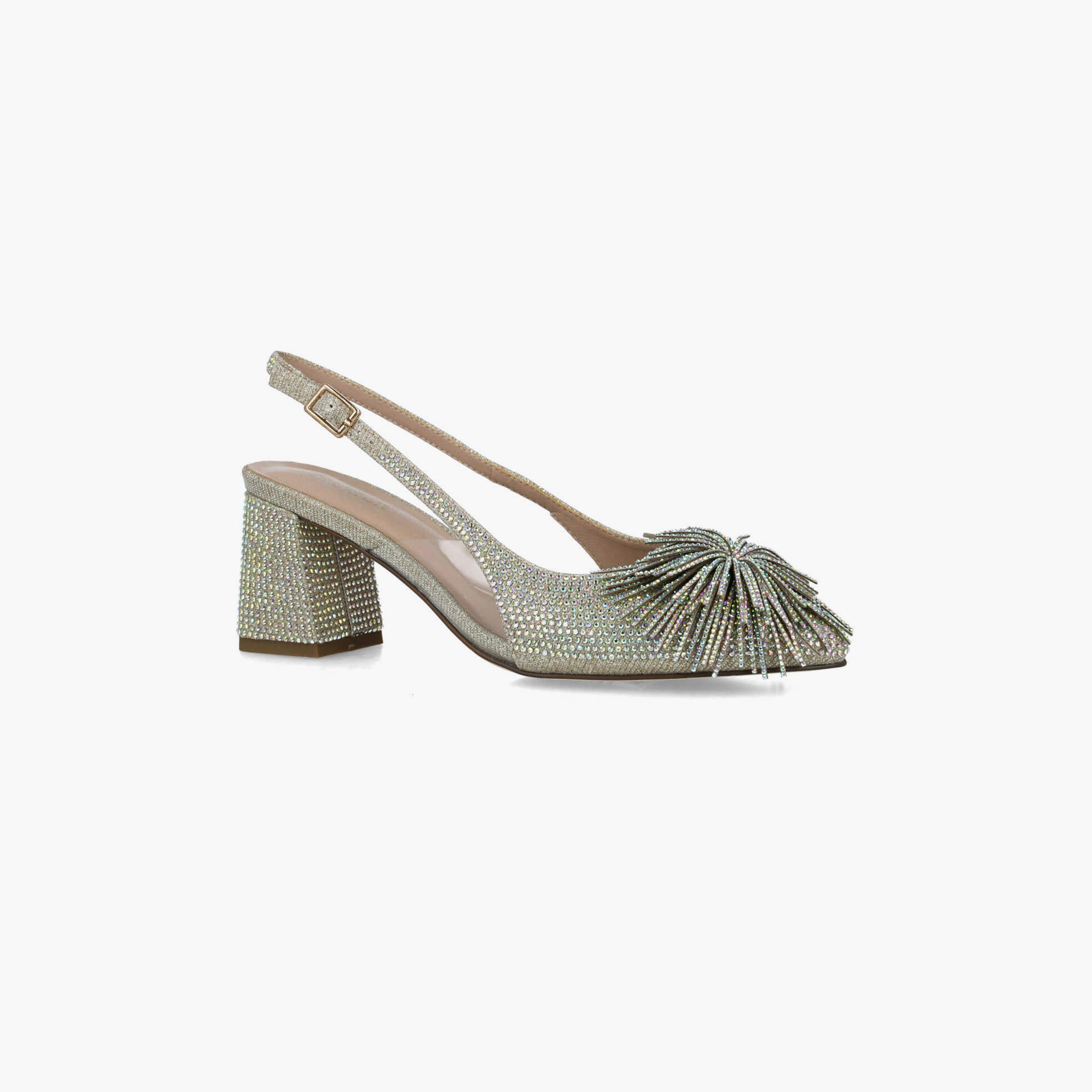 Menbur Women's Glitter Block Heels with Rhinestone Accent | 24411-women-shoes-heels-image-1