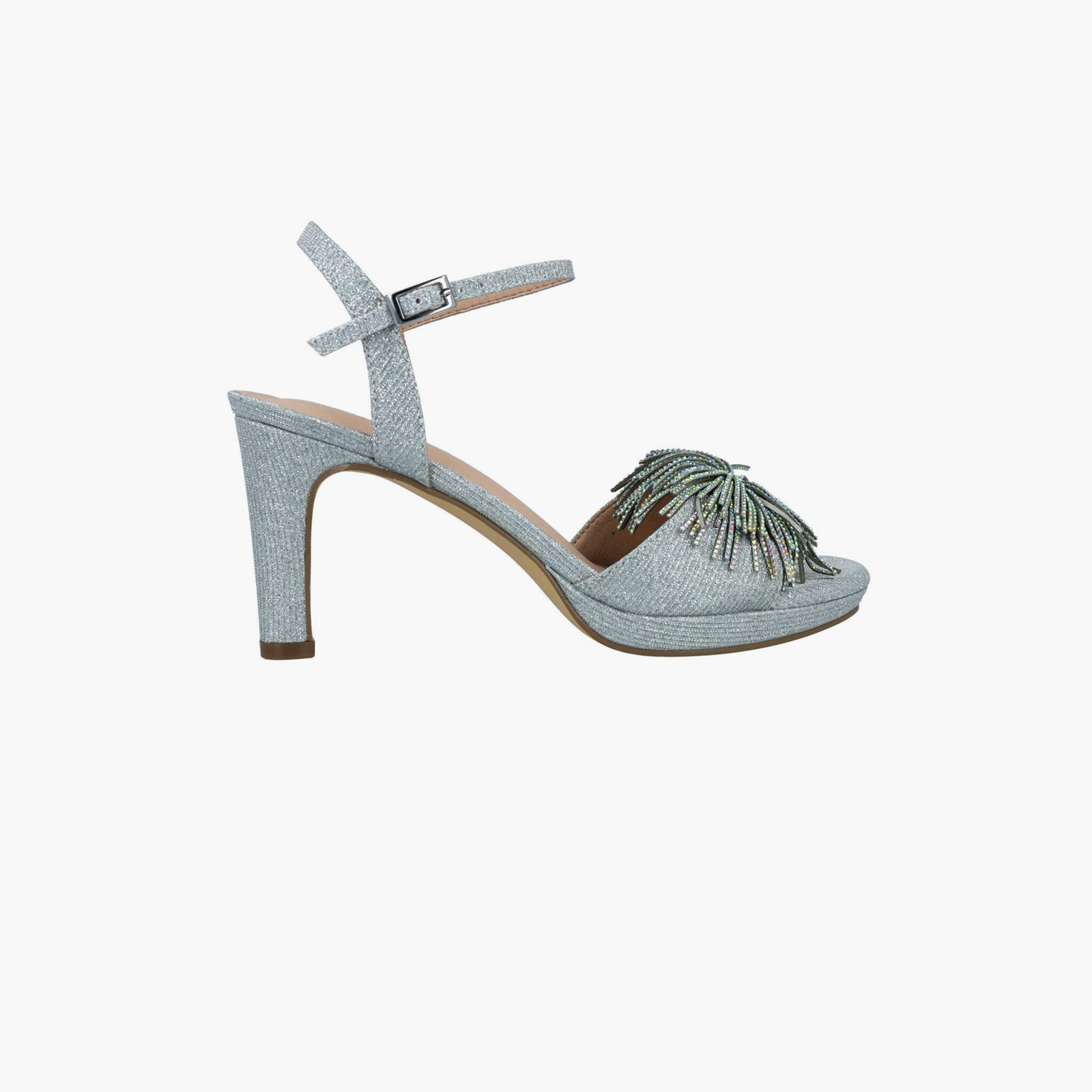 Menbur Women's Glitter Strap Sandals with Embellishment | 24412-women-shoes-sandals-flats-image-2