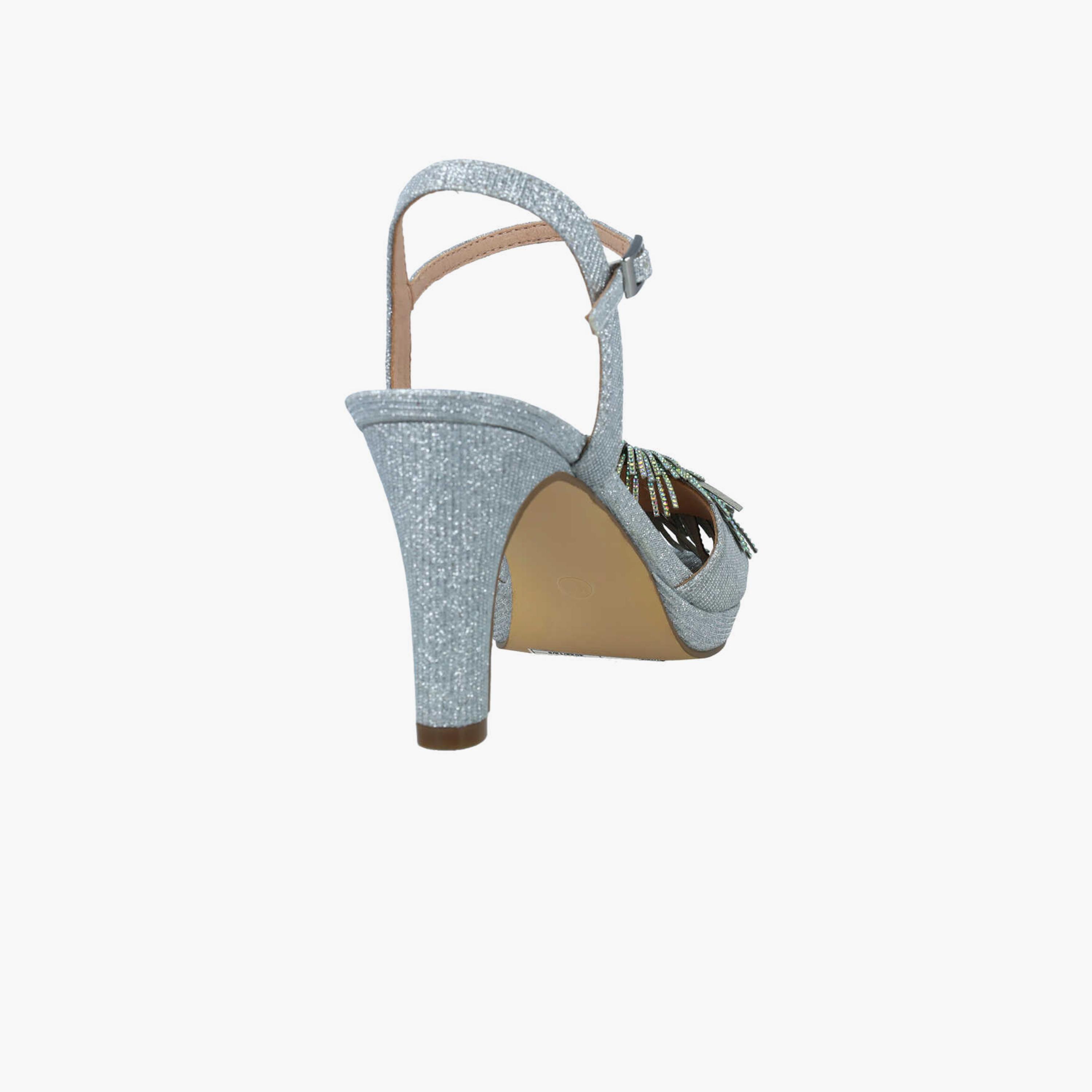 Menbur Women's Glitter Strap Sandals with Embellishment | 24412-women-shoes-sandals-flats-image-3