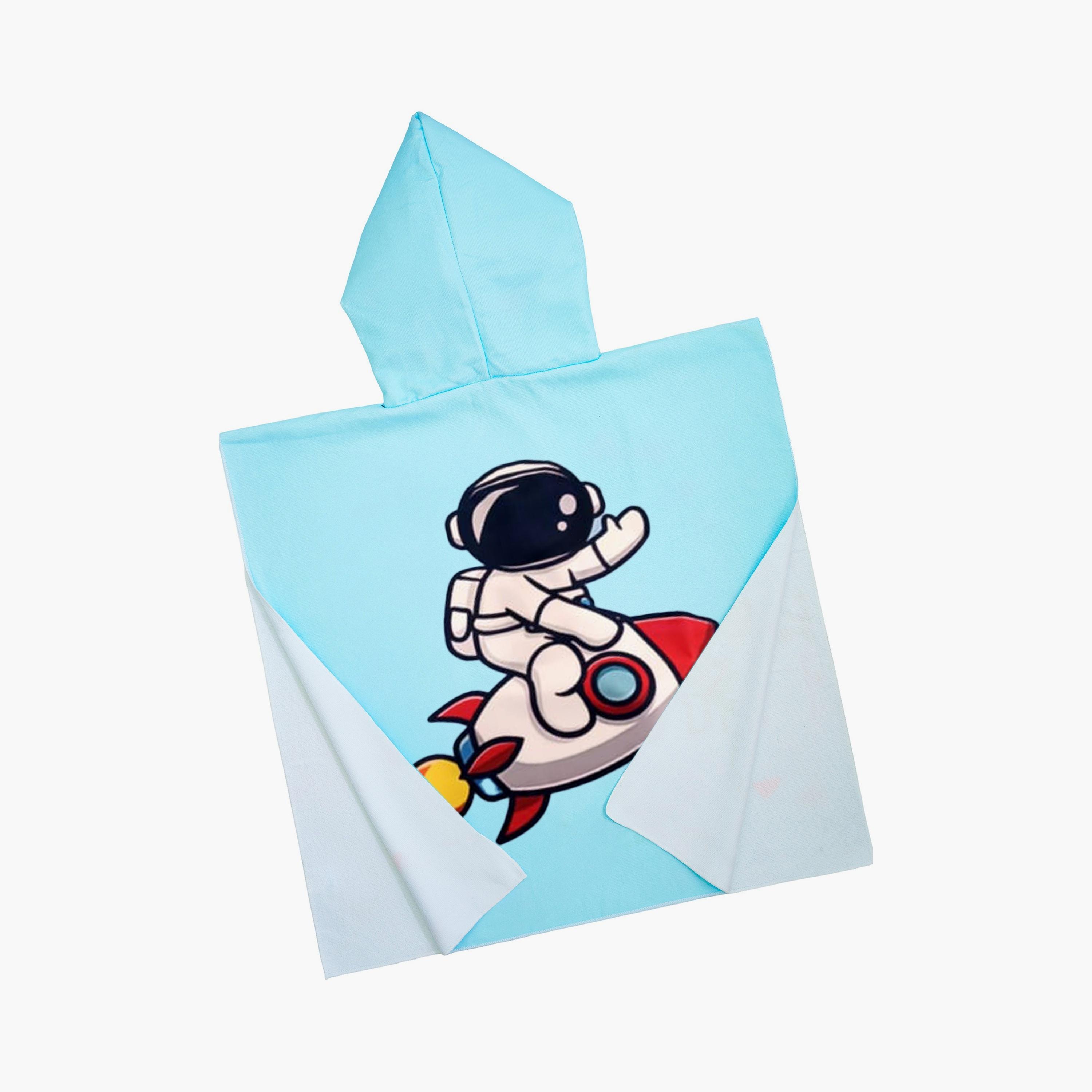 منشفة استحمام بغطاء رأس بطبعة رائد فضاء - خضراء من بيبيكلو-baby-bathandcare-towels-image-3