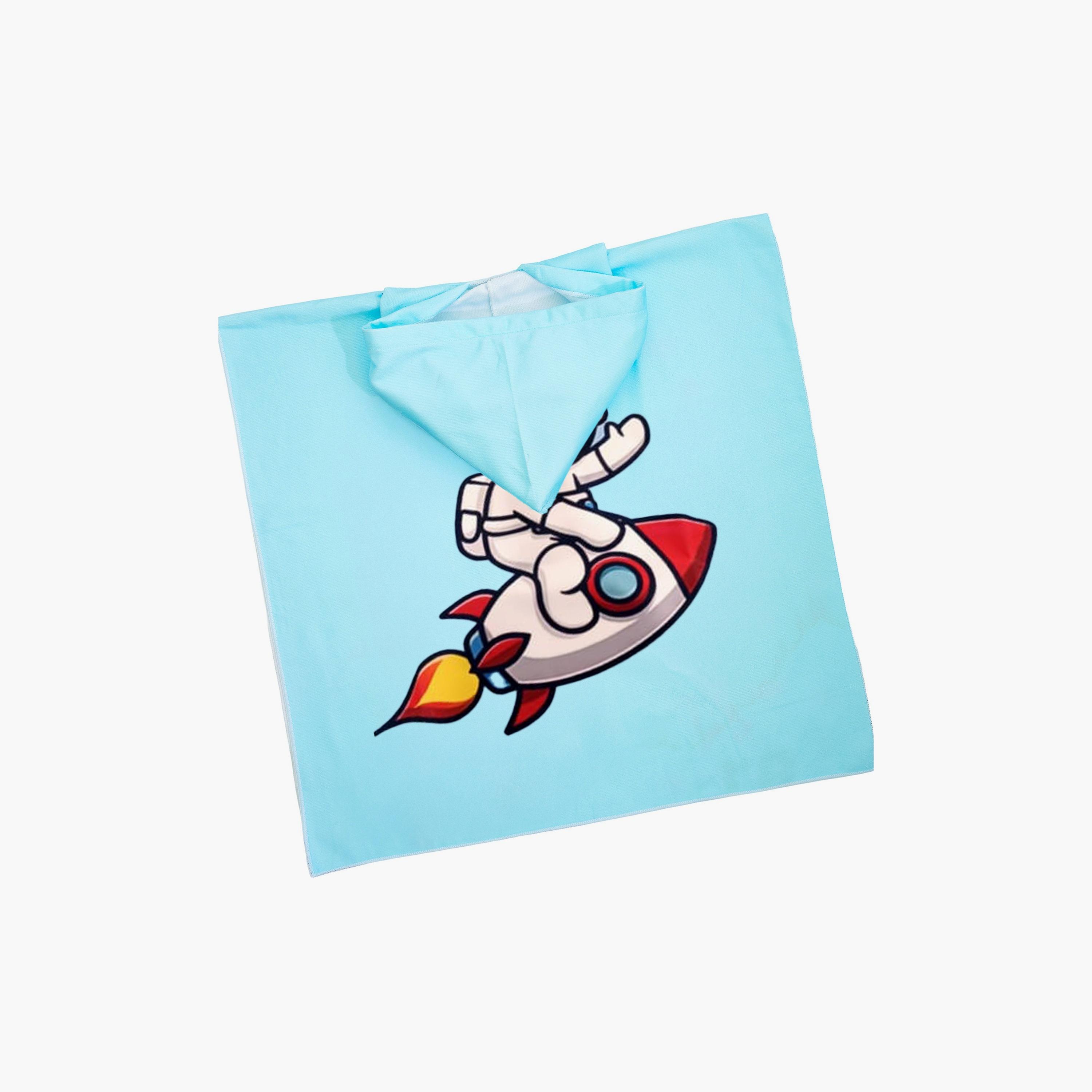 منشفة استحمام بغطاء رأس بطبعة رائد فضاء - خضراء من بيبيكلو-baby-bathandcare-towels-image-4
