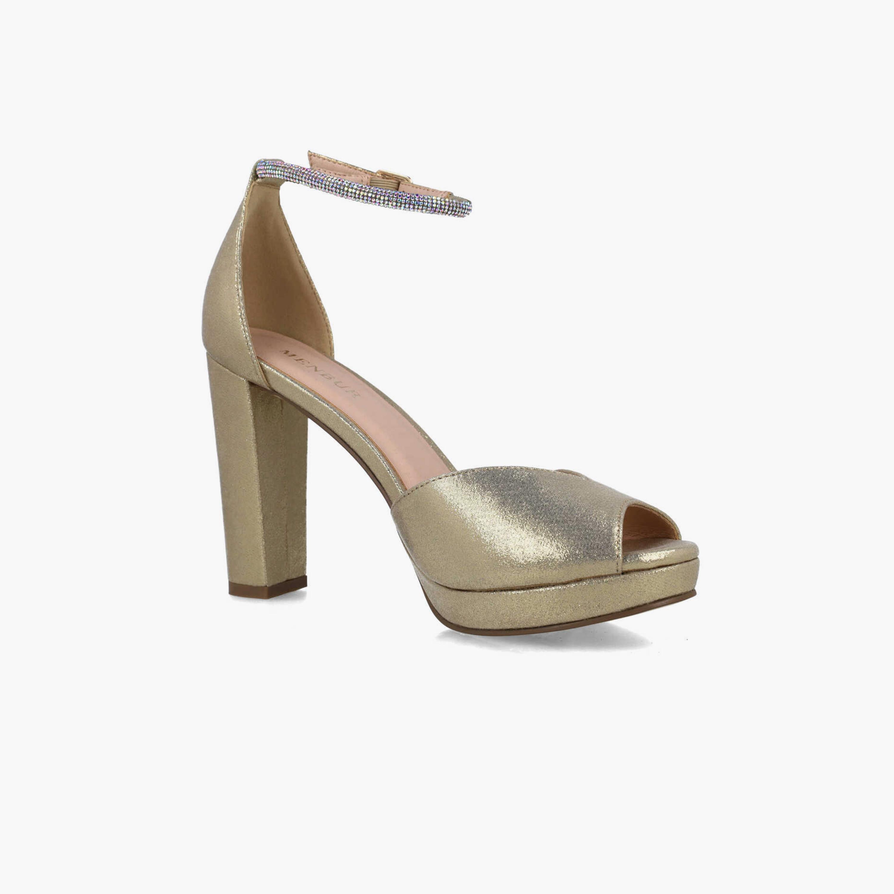 Menbur Women's Metallic Strap Sandals with Embellishment | 24447-women-shoes-heels-image-1
