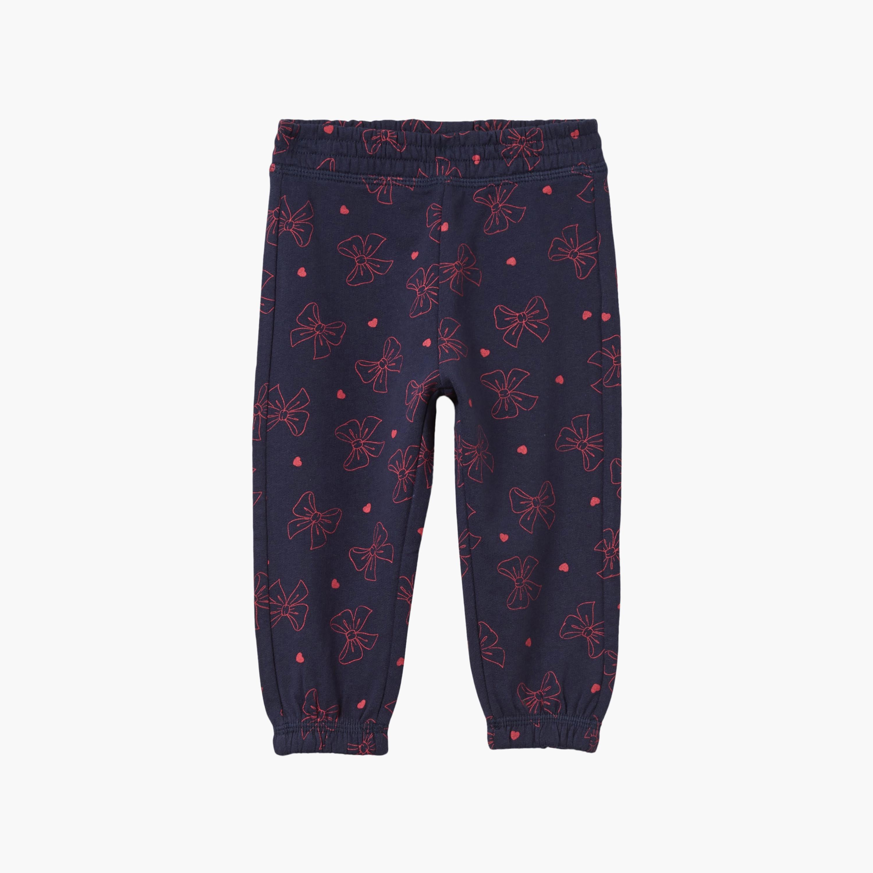 OVS Cotton Bow Printed Joggers-baby-girls-clothing-bottoms-joggersandtrackpants-image-1