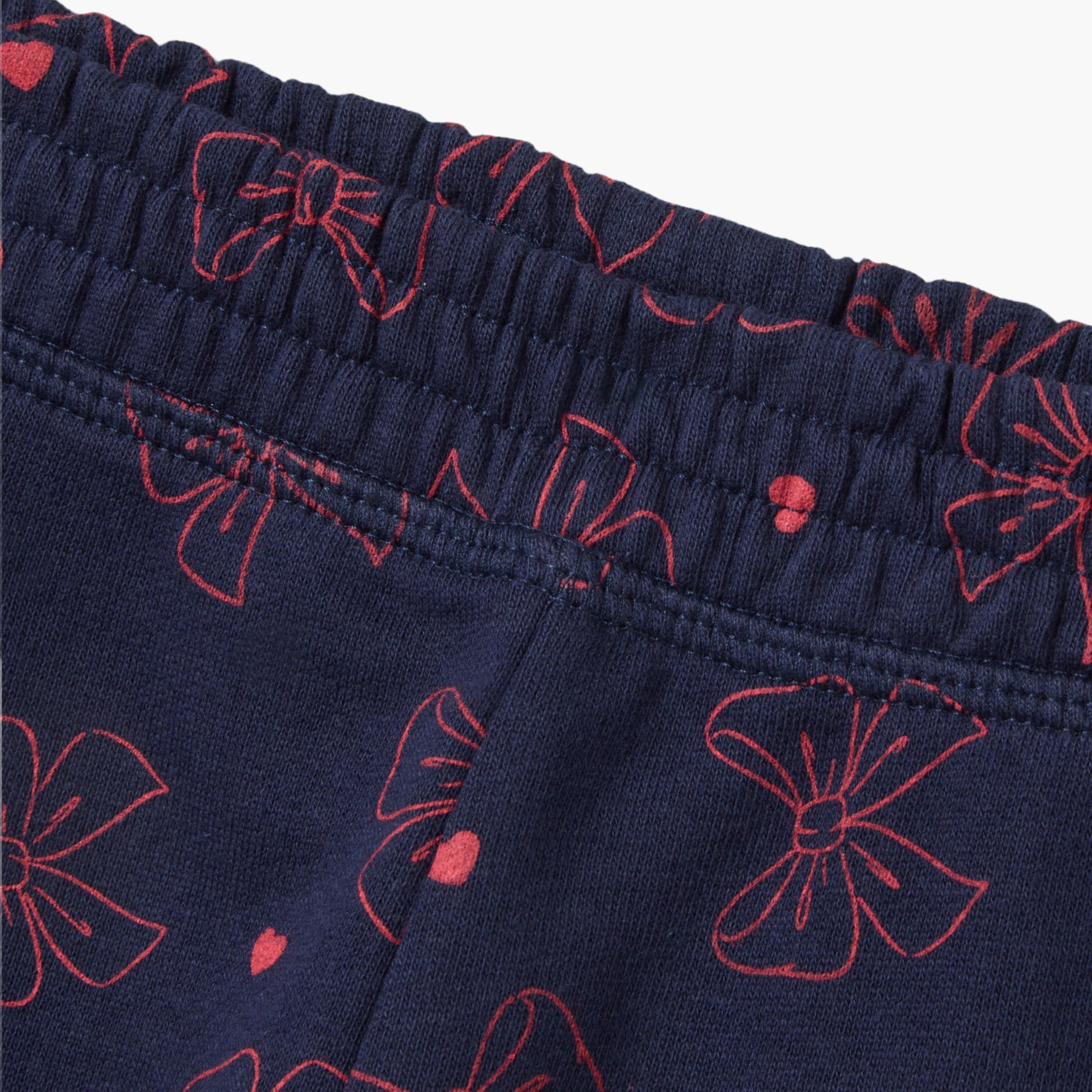 OVS Cotton Bow Printed Joggers-baby-girls-clothing-bottoms-joggersandtrackpants-image-3