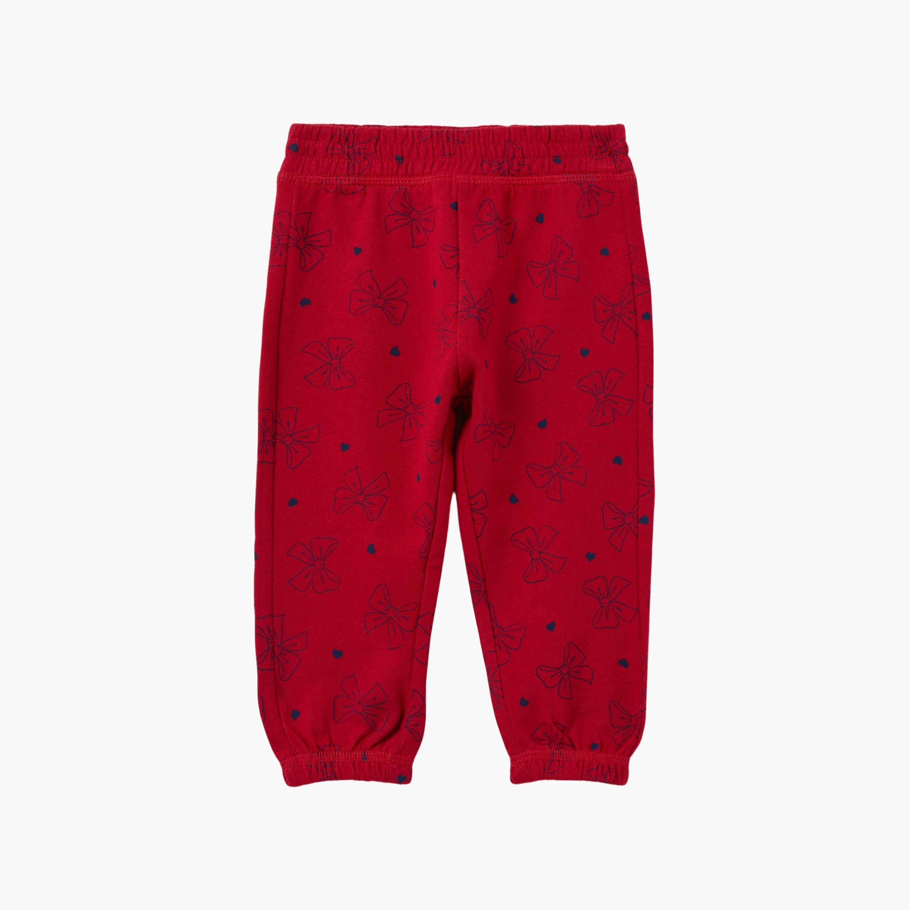 OVS Cotton Bow Printed Joggers-baby-girls-clothing-bottoms-joggersandtrackpants-image-1
