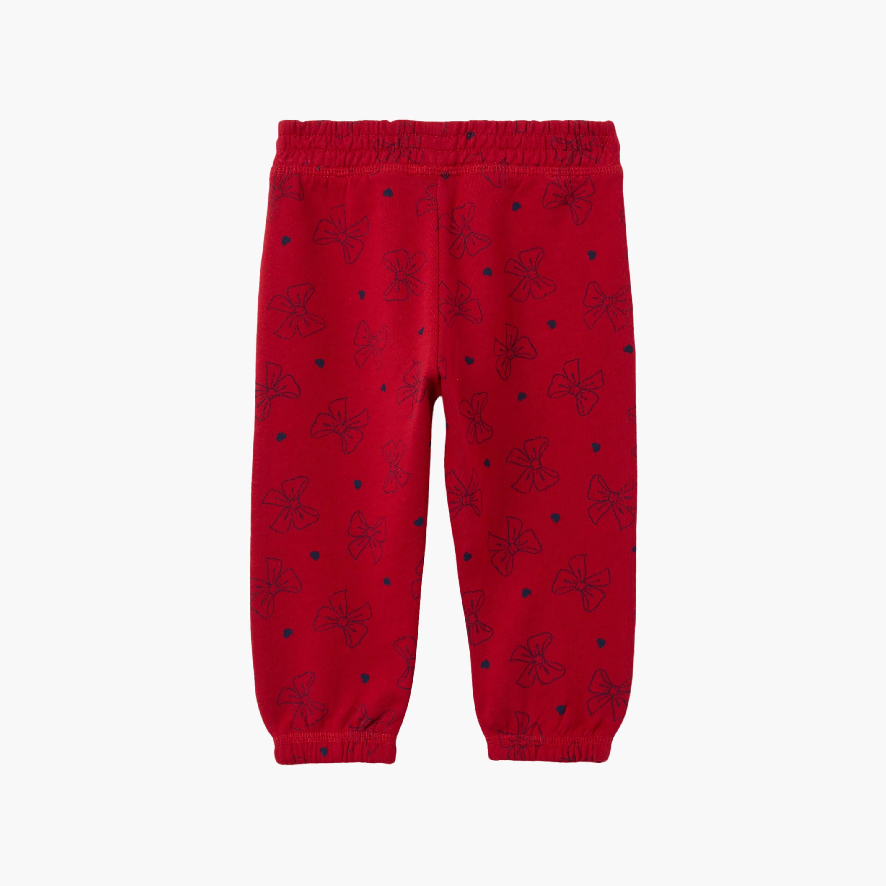 OVS Cotton Bow Printed Joggers-baby-girls-clothing-bottoms-joggersandtrackpants-image-2