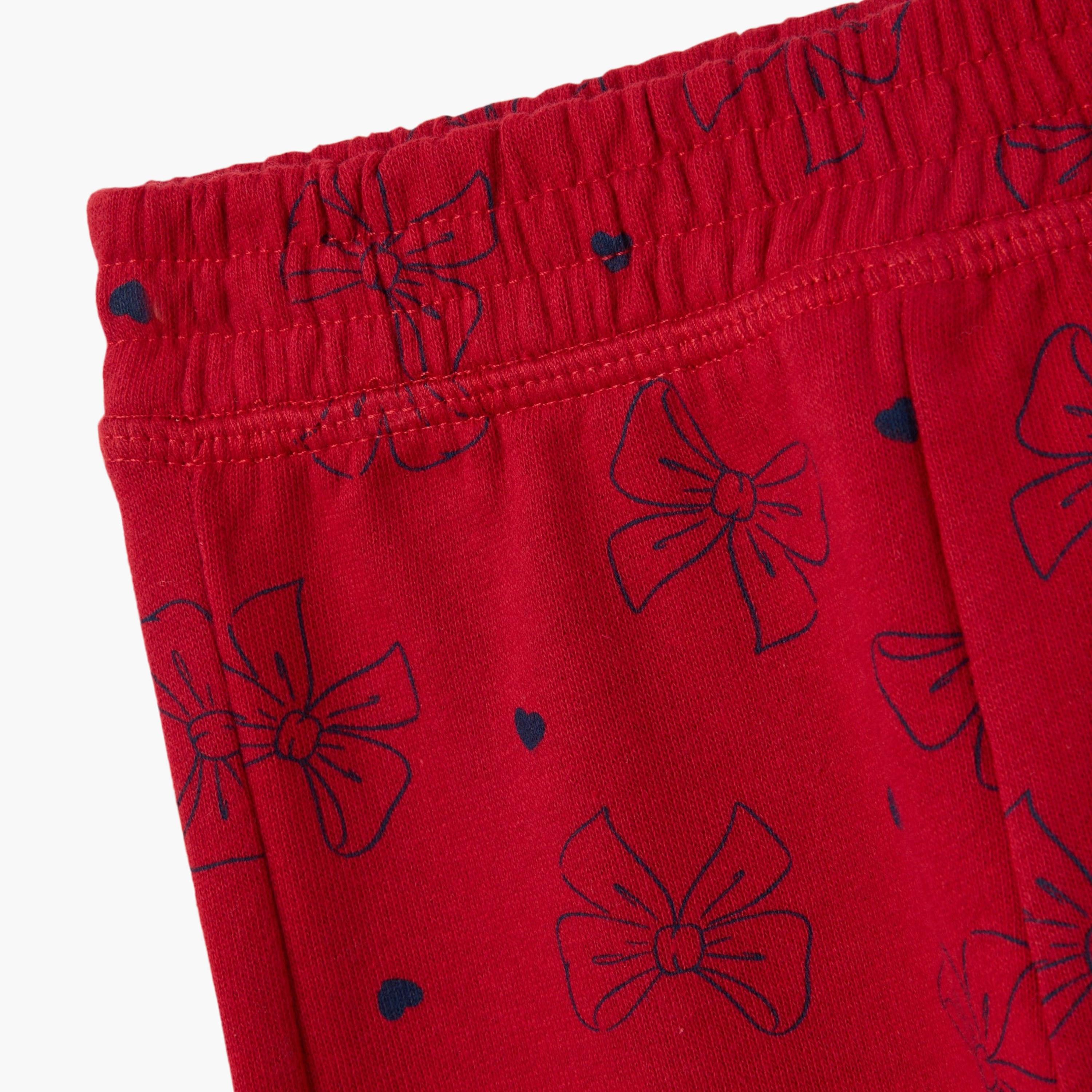 OVS Cotton Bow Printed Joggers-baby-girls-clothing-bottoms-joggersandtrackpants-image-3
