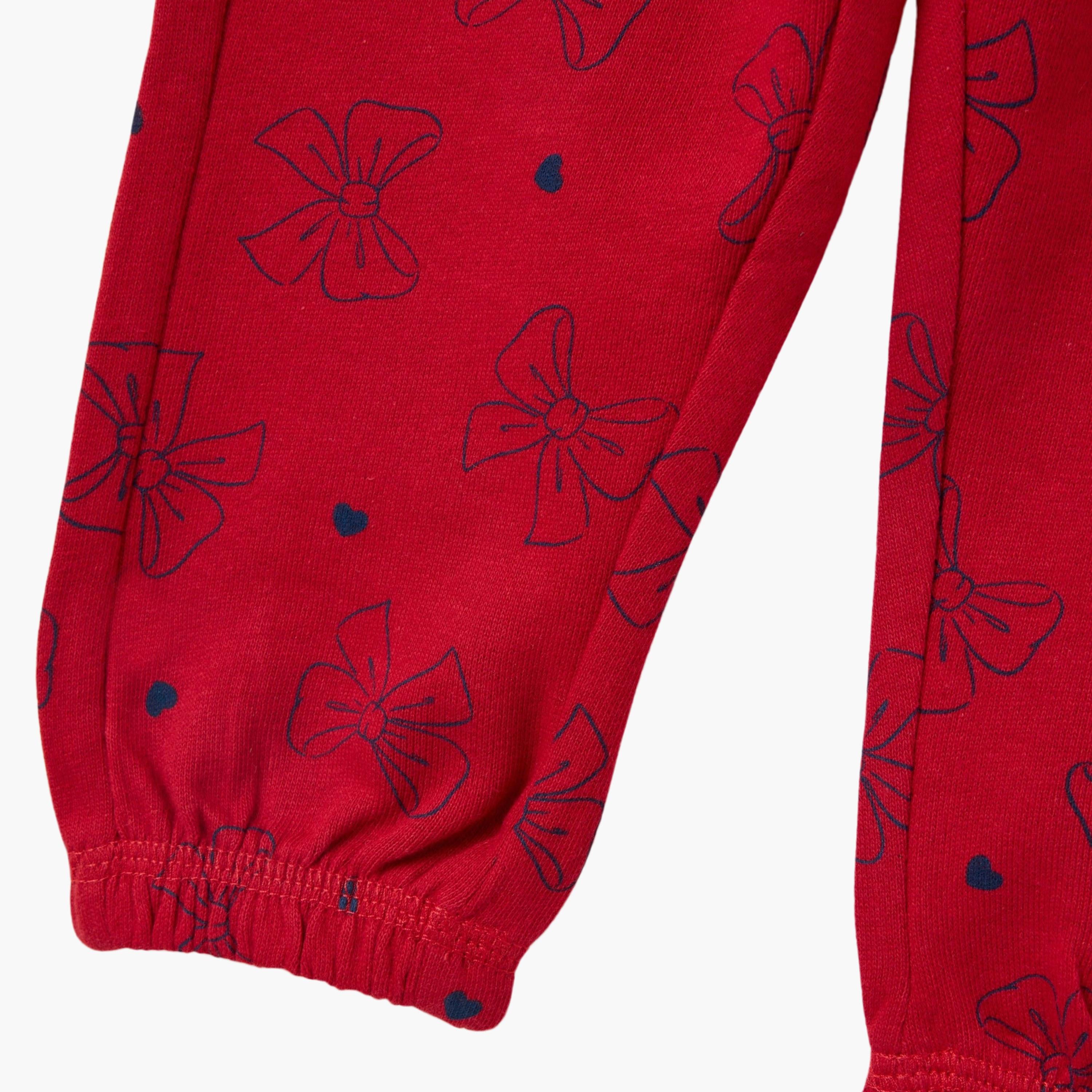 OVS Cotton Bow Printed Joggers-baby-girls-clothing-bottoms-joggersandtrackpants-image-4