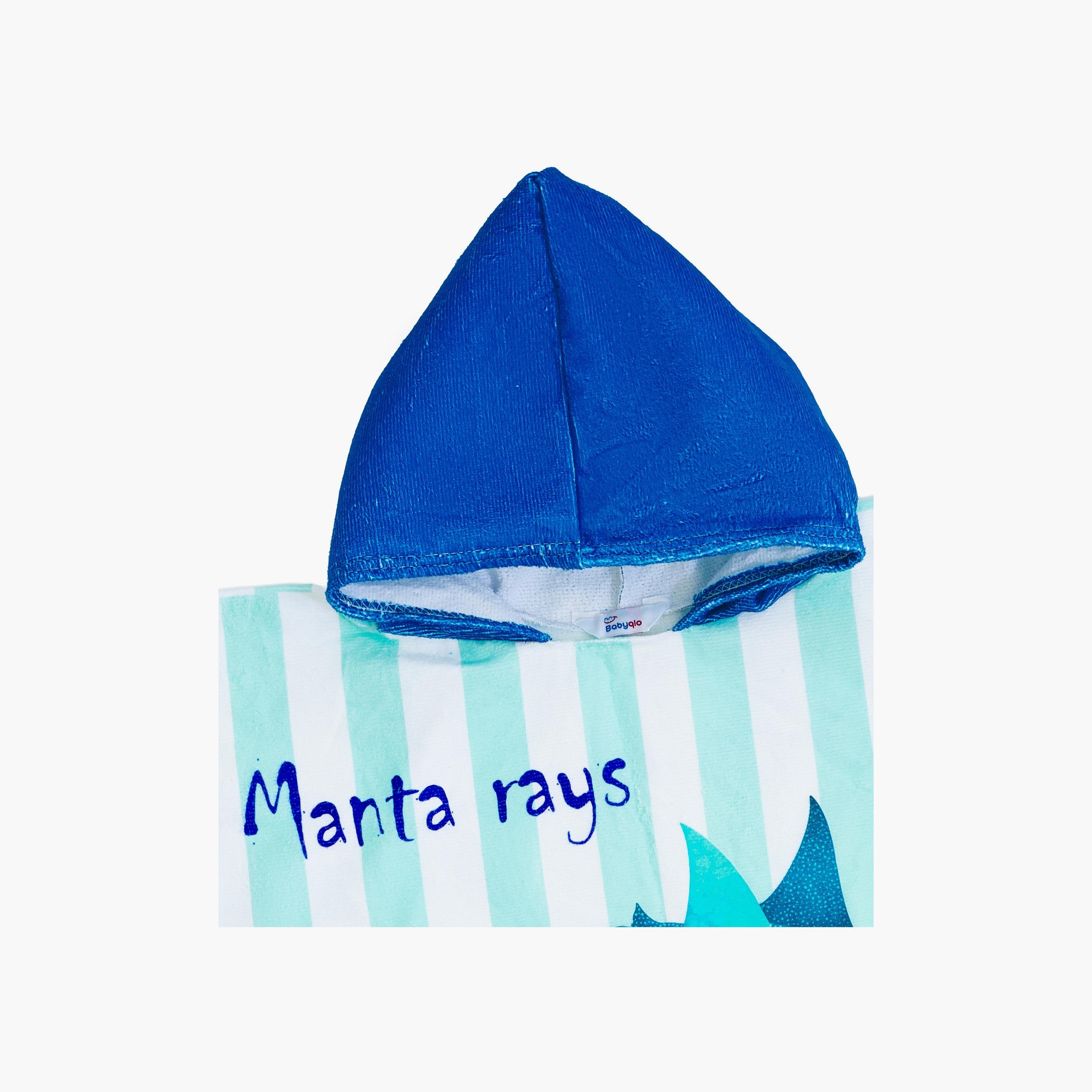 منشفة شاطئ بغطاء رأس بطبعة صورة أسماك مانتا - أزرق من بيبيكلو-baby-bathandcare-towels-image-8
