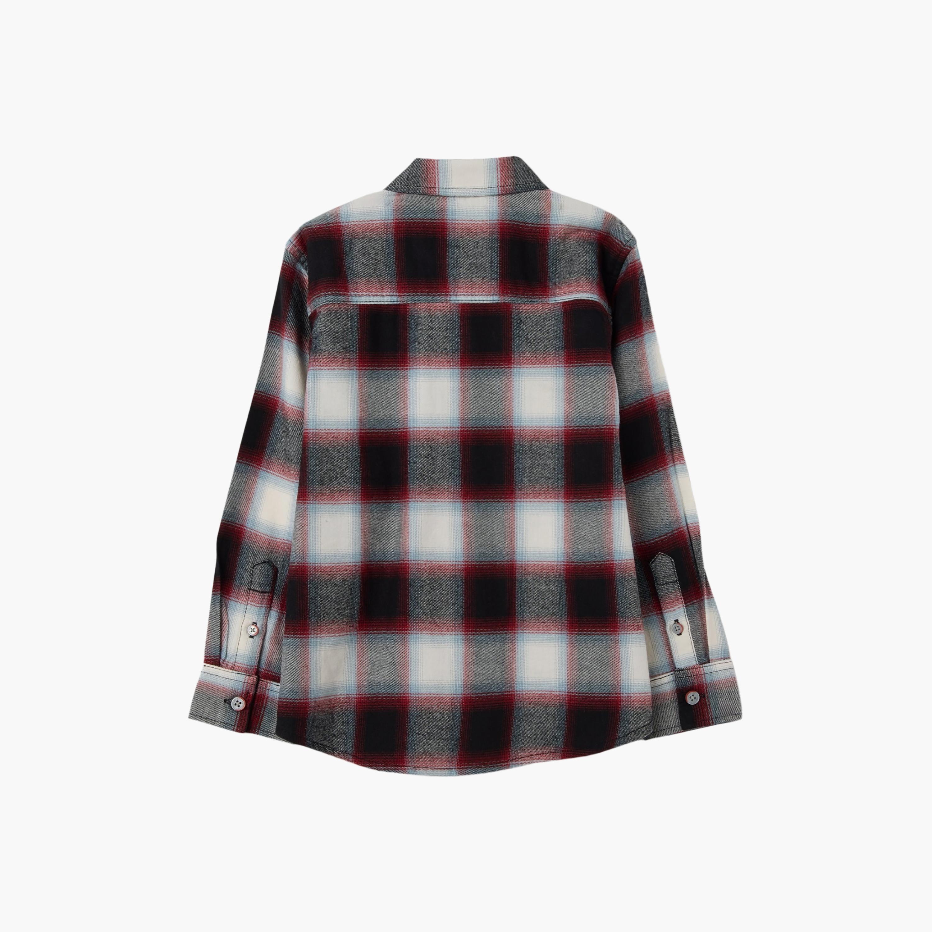 قميص قطن سادة بنقشة "تشيكد" مربعات وأكمام طويلة من اوه في اس-boys-clothing-shirts-image-2