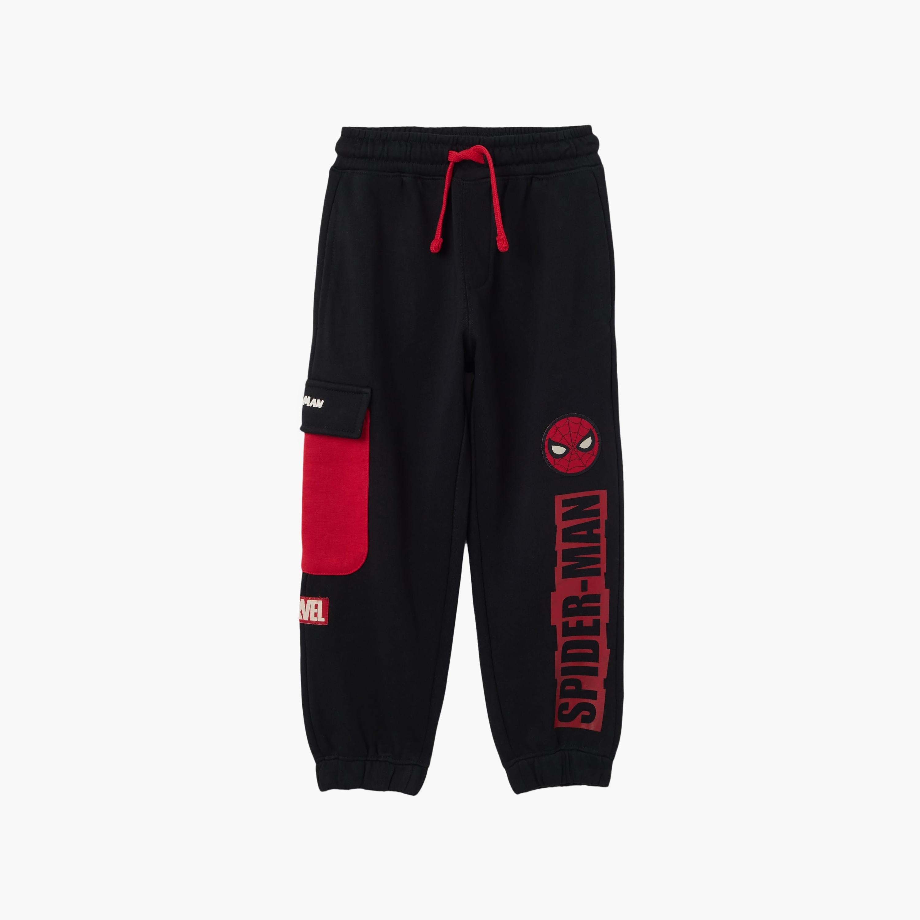 OVS Cotton Blend Spiderman Embroidered Joggers-boys-clothing-bottoms-joggersandtrackpants-image-1