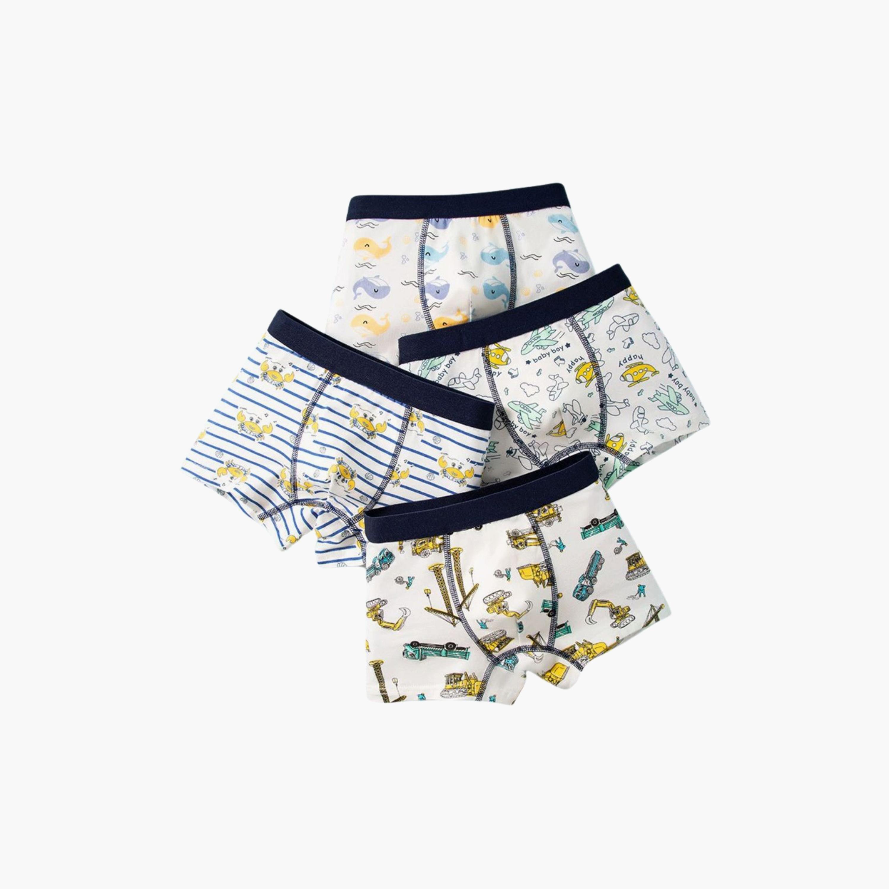 Babyqlo 4-Piece Cotton Vehicle Print Boxer Set-boys-clothing-innerwear-boxersandbriefs-image-1