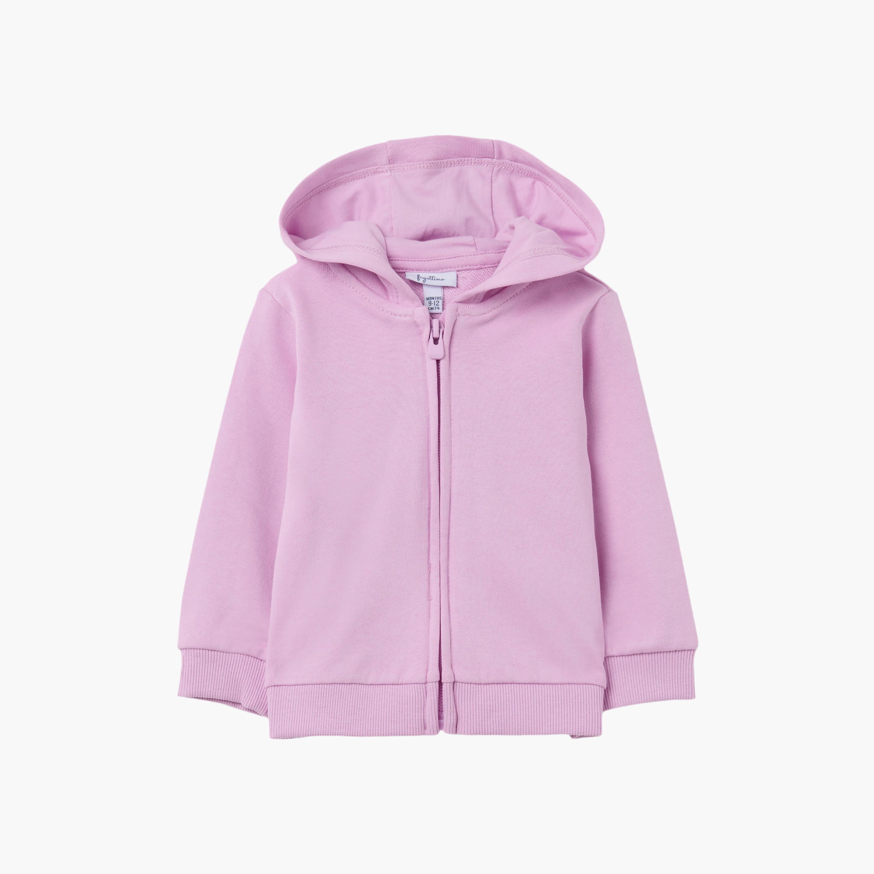 OVS Solid Long Sleeves Zip Through Hoodie-baby-girls-clothing-sweatshirts-image-1