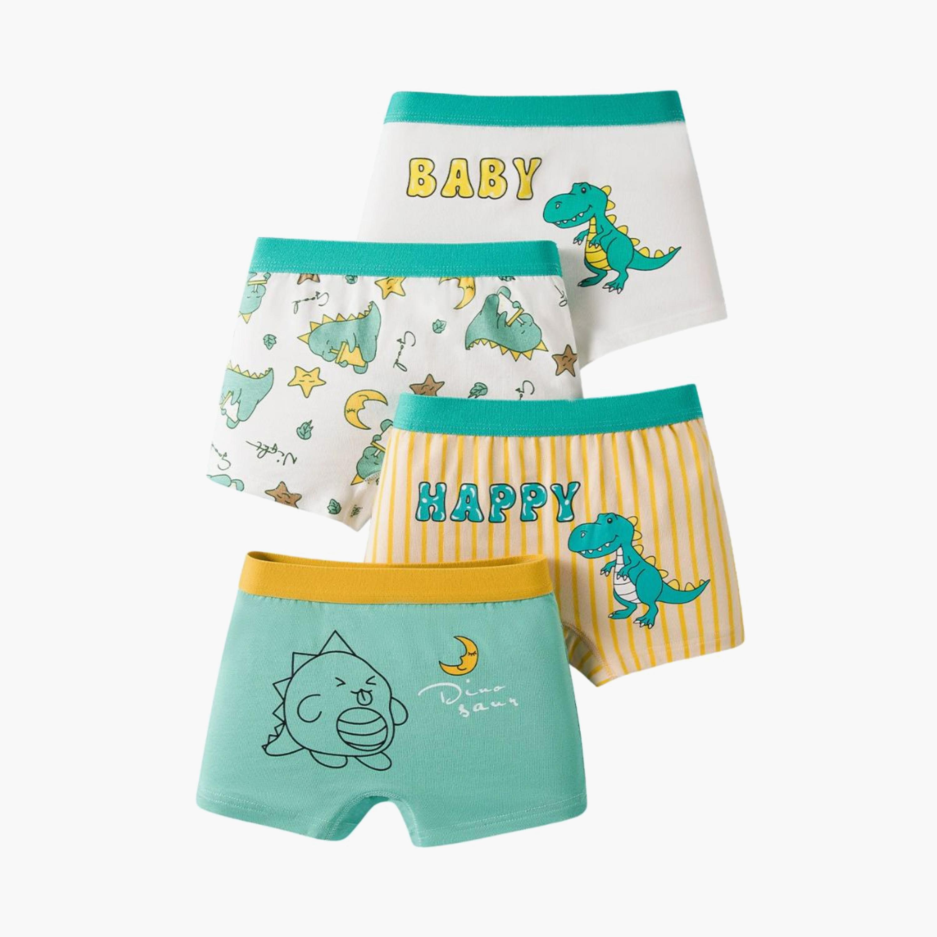 Babyqlo 4-Piece Cotton Cute Dinosaur Boxer Set-boys-clothing-innerwear-boxersandbriefs-image-1