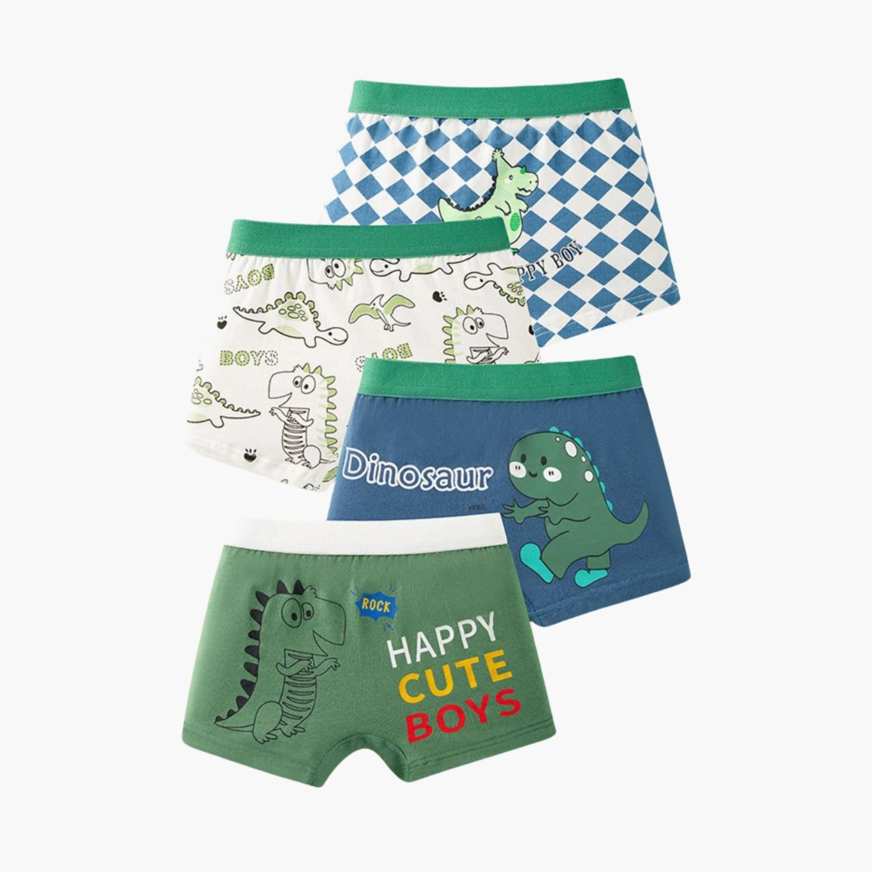 Babyqlo 4-Piece Cotton Dinosaur Pattern Boxer Set-boys-clothing-innerwear-boxersandbriefs-image-1