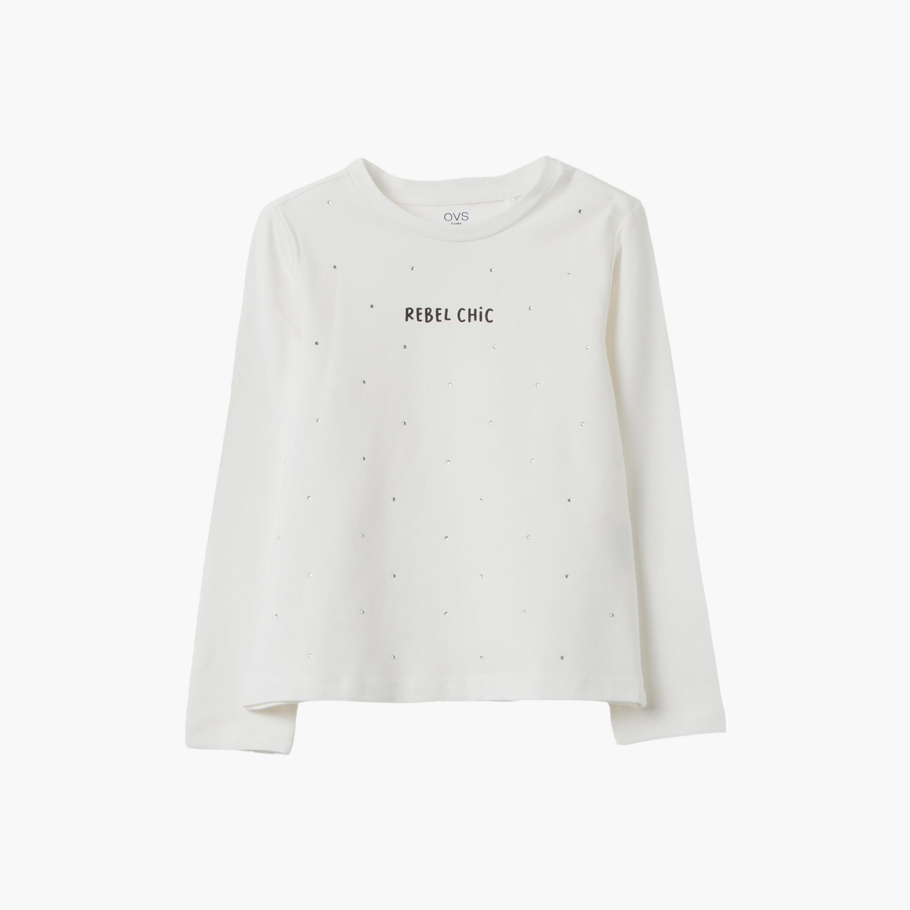 OVS Solid Cotton Rebel Chick Printed Top-girls-clothing-blousesandshirts-image-1
