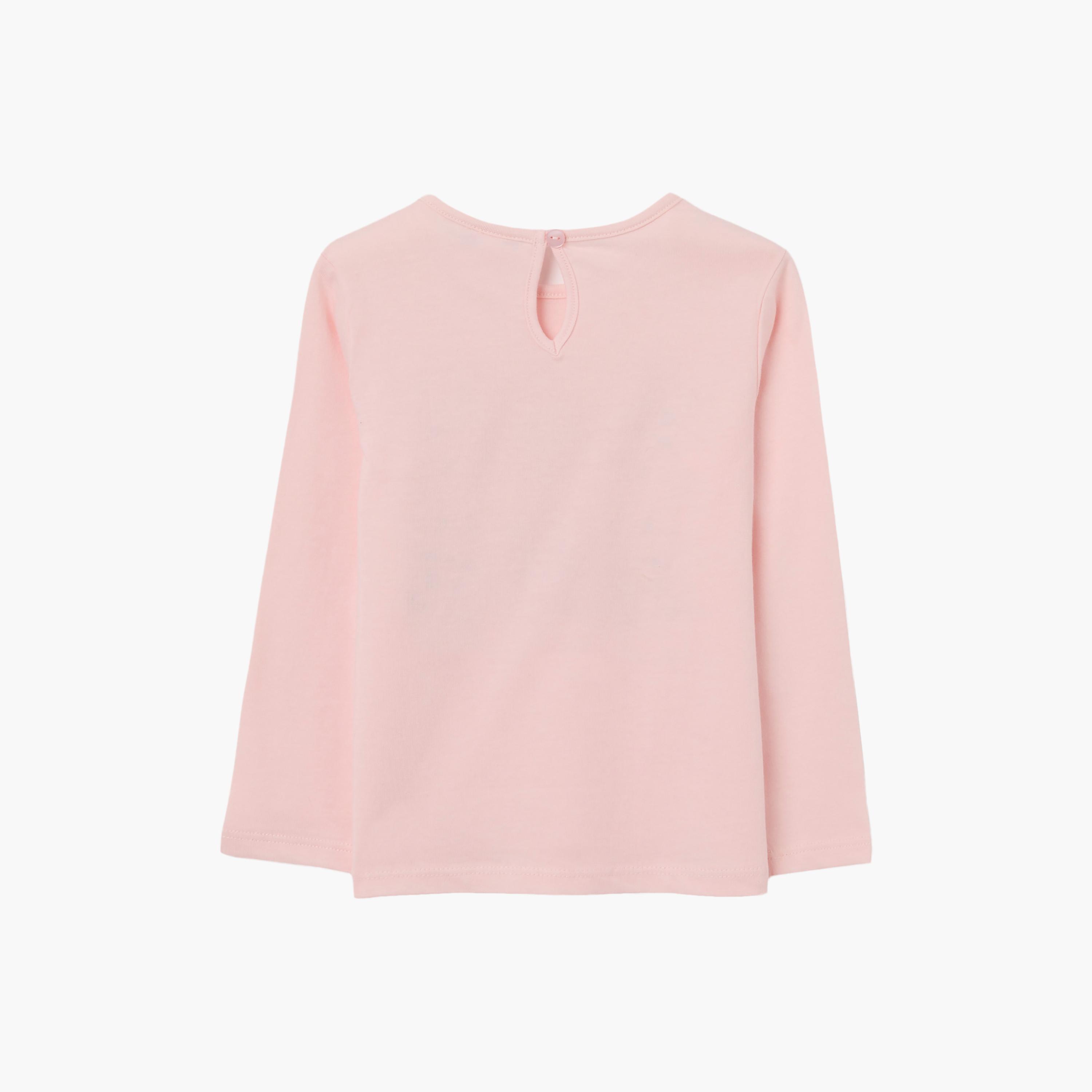 تيشيرت قطن بطبعة "باندا" بأكمام قصيرة من اوه في اس-baby-girls-clothing-tshirts-image-2