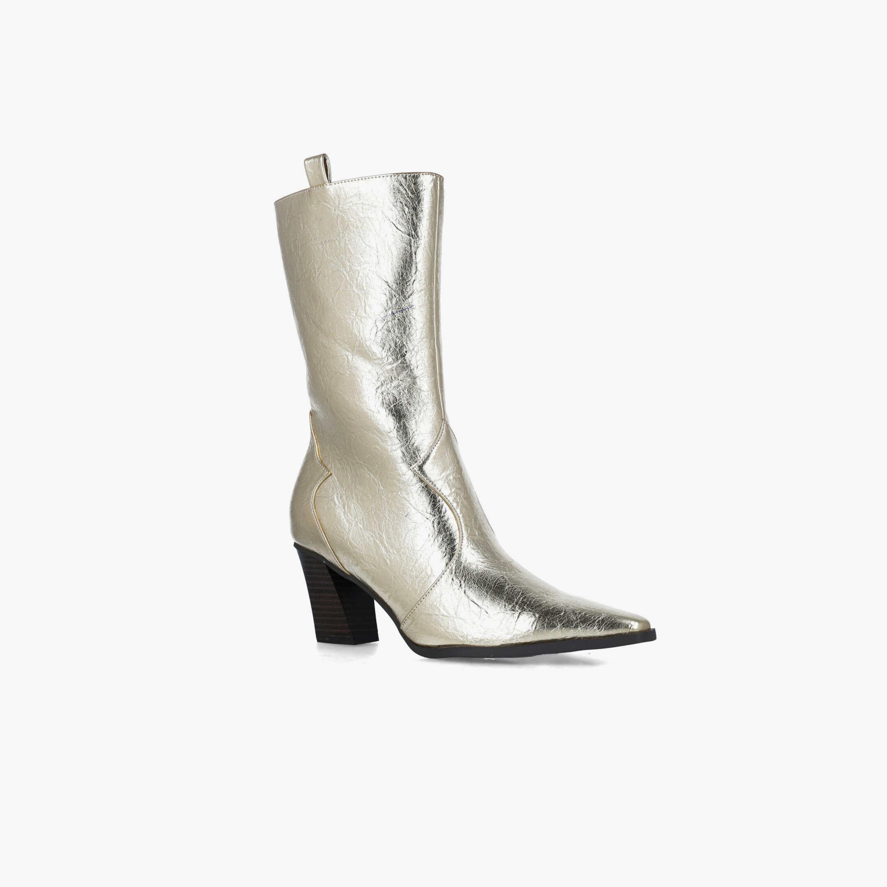 Menbur Women's Metallic High Shaft Boots With Pointed Toe | 24599-women-shoes-boots-image-1