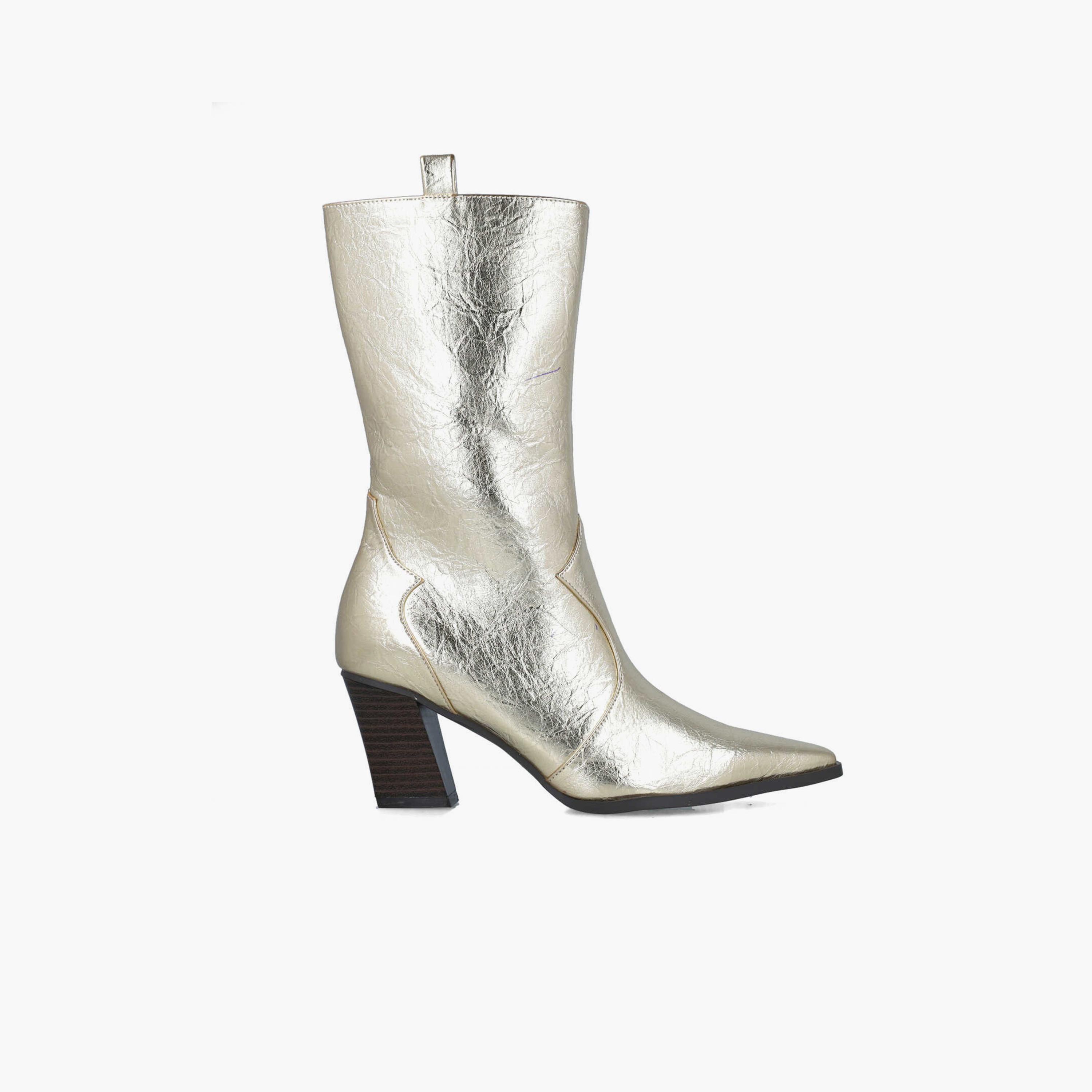 Menbur Women's Metallic High Shaft Boots With Pointed Toe | 24599-women-shoes-boots-image-2