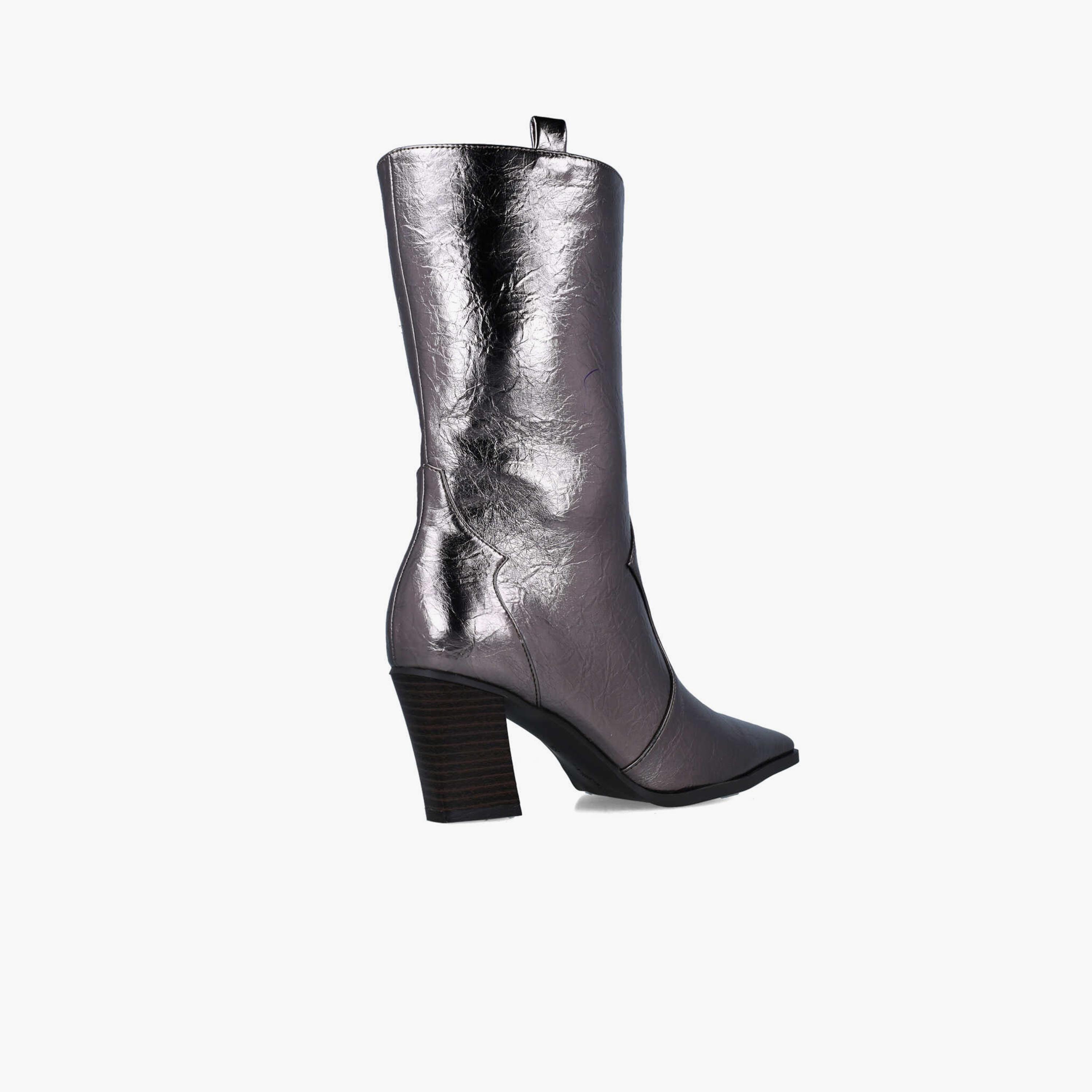 Menbur Women's Metallic High Shaft Boots With Pointed Toe | 24599-women-shoes-boots-image-3
