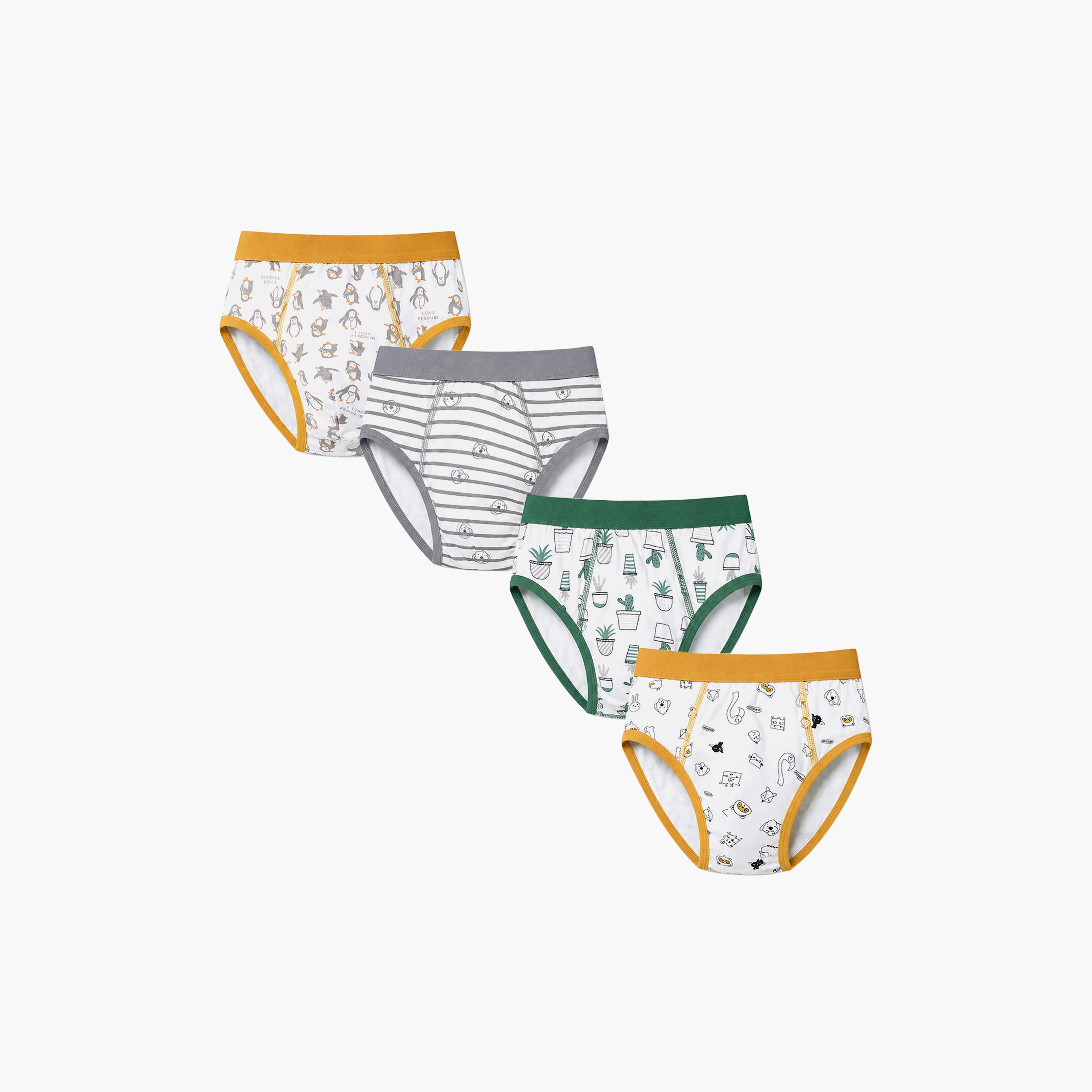 Babyqlo 4-Piece Printed Cotton Elasticated Briefs-boys-clothing-innerwear-boxersandbriefs-image-1