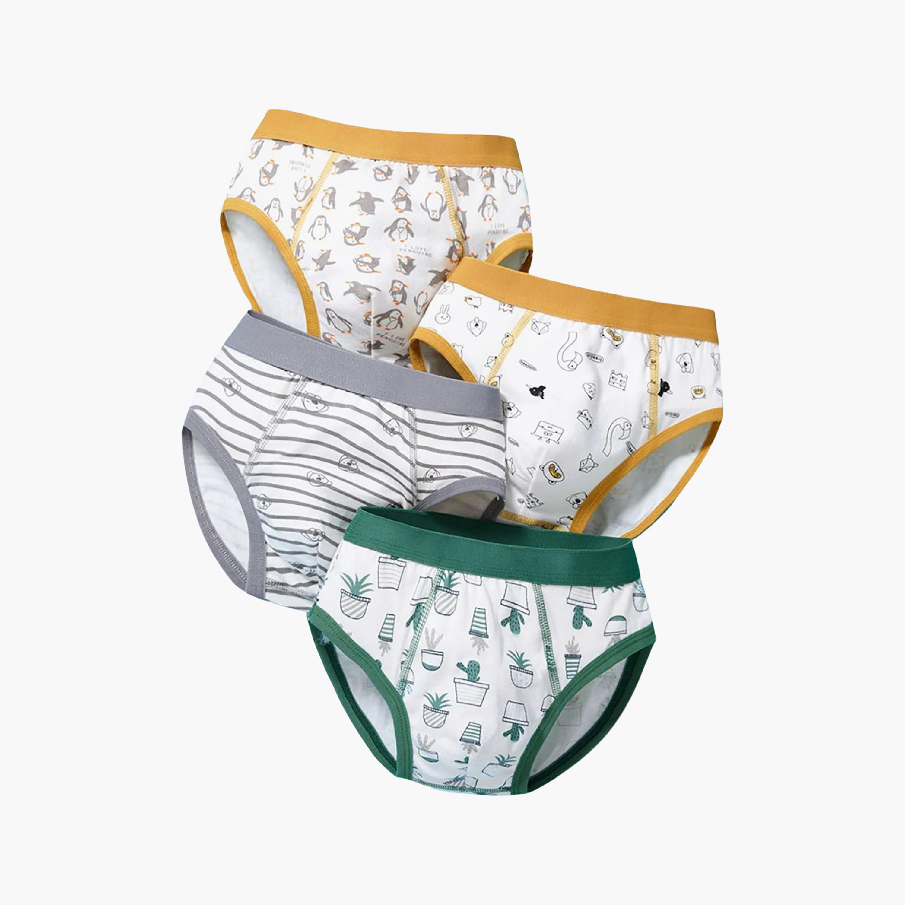 Babyqlo 4-Piece Printed Cotton Elasticated Briefs-boys-clothing-innerwear-boxersandbriefs-image-6