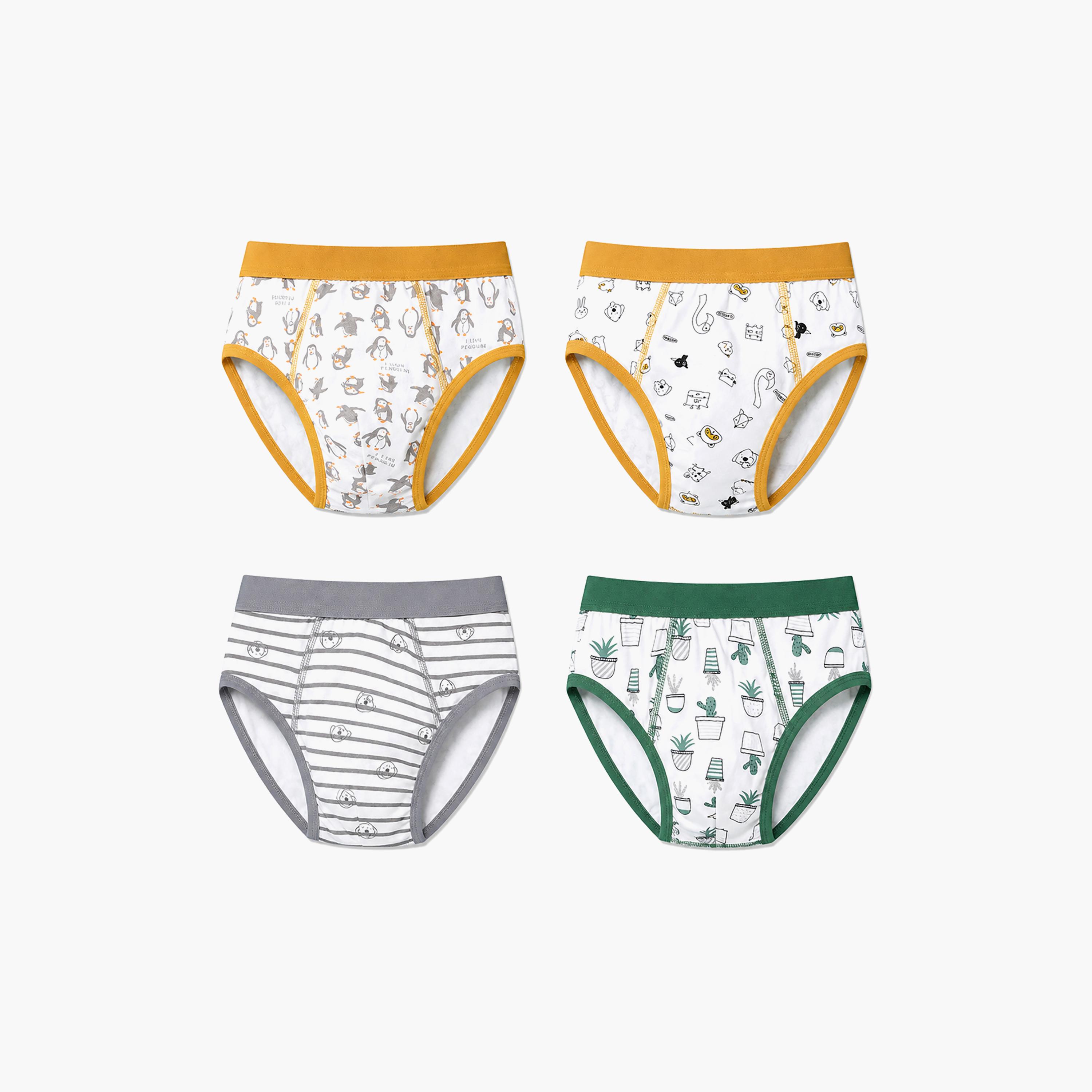Babyqlo 4-Piece Printed Cotton Elasticated Briefs-boys-clothing-innerwear-boxersandbriefs-image-7