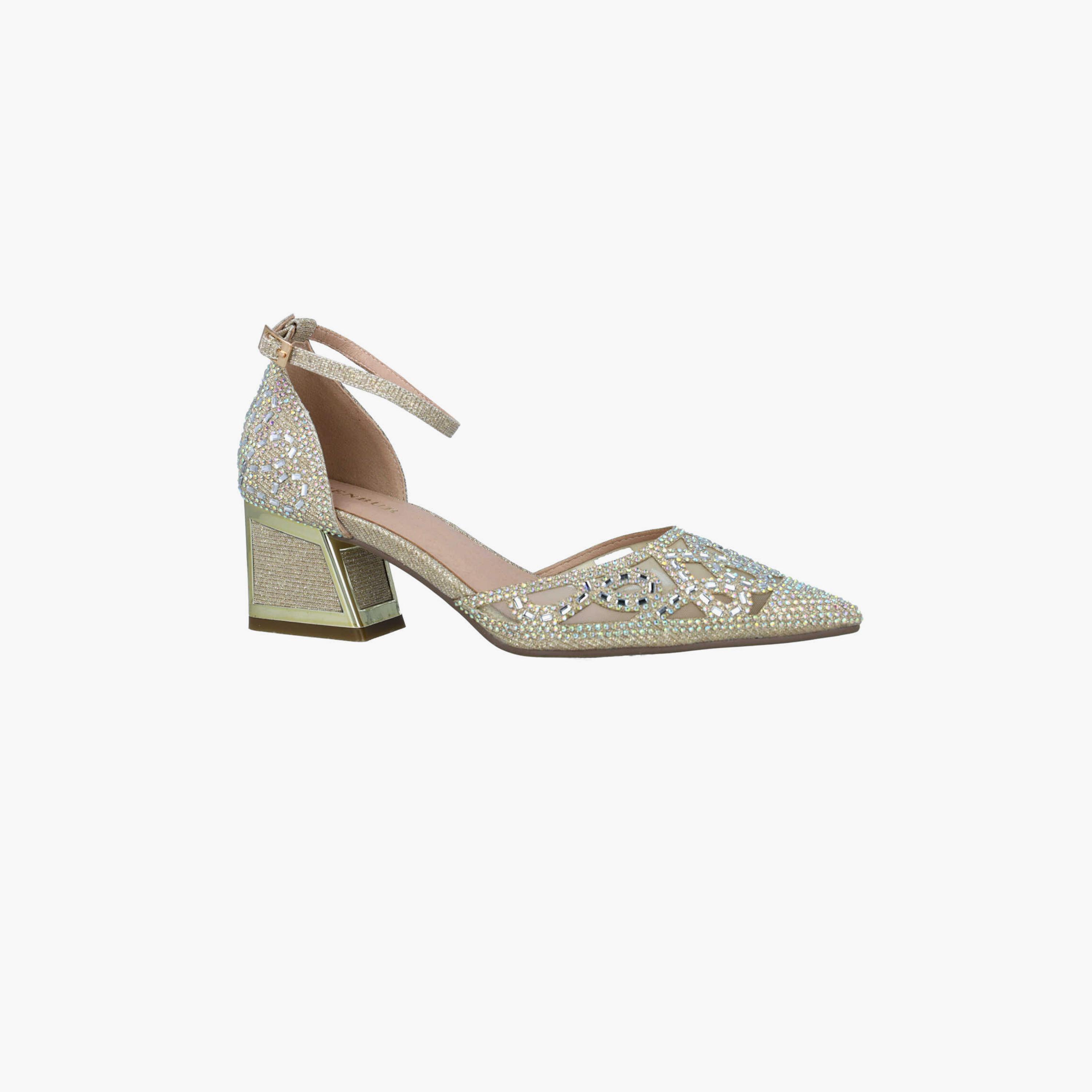 Menbur Women's Metallic Pumps with Embellishment | 24623-women-shoes-heels-image-1