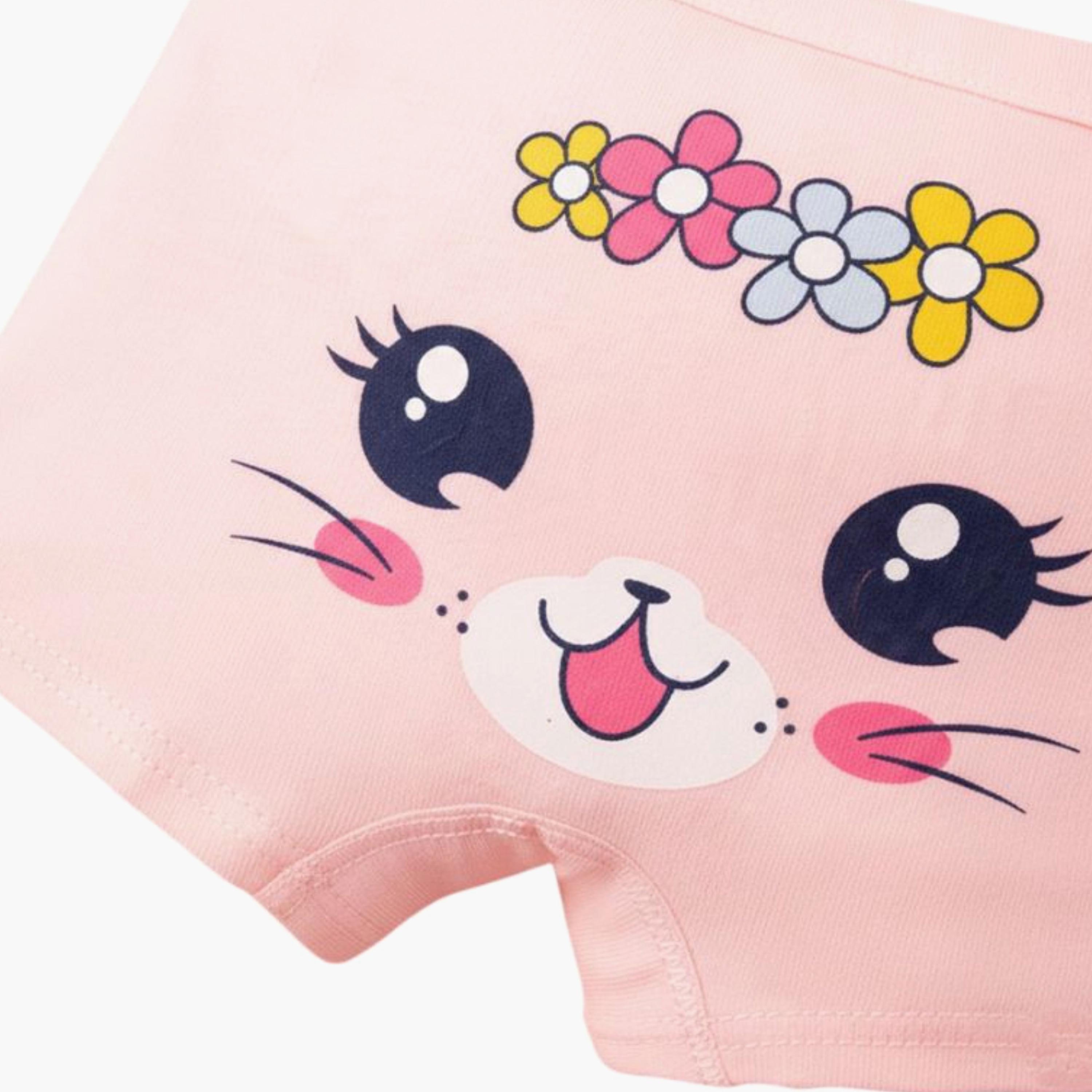 Babyqlo 4-Piece Cotton Bunny Face Print Briefs Set-girls-clothing-innerwear-panties-image-3