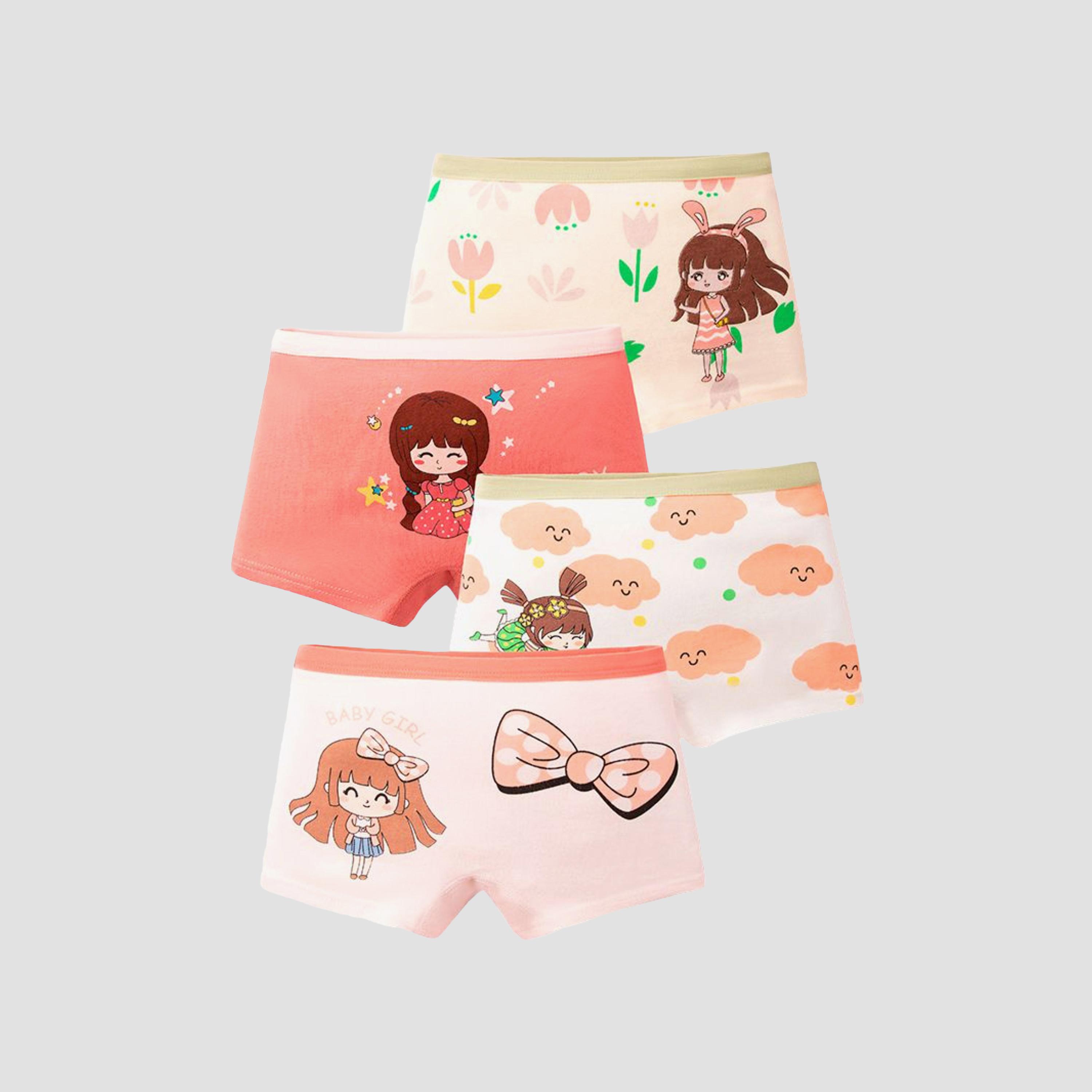 Babyqlo 4-Piece Cotton Floral Girl Print Briefs Set-girls-clothing-innerwear-panties-image-1