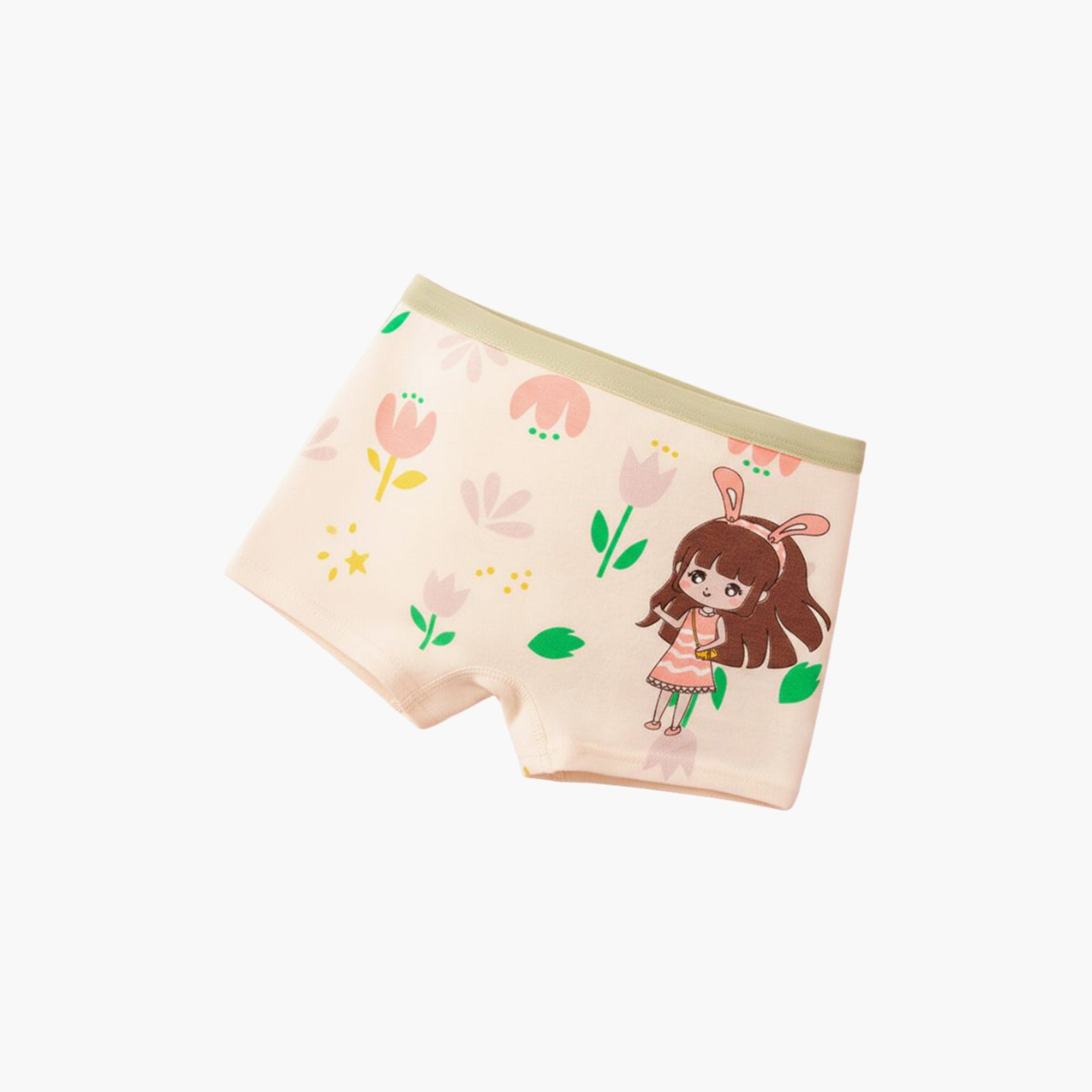 Babyqlo 4-Piece Cotton Floral Girl Print Briefs Set-girls-clothing-innerwear-panties-image-3
