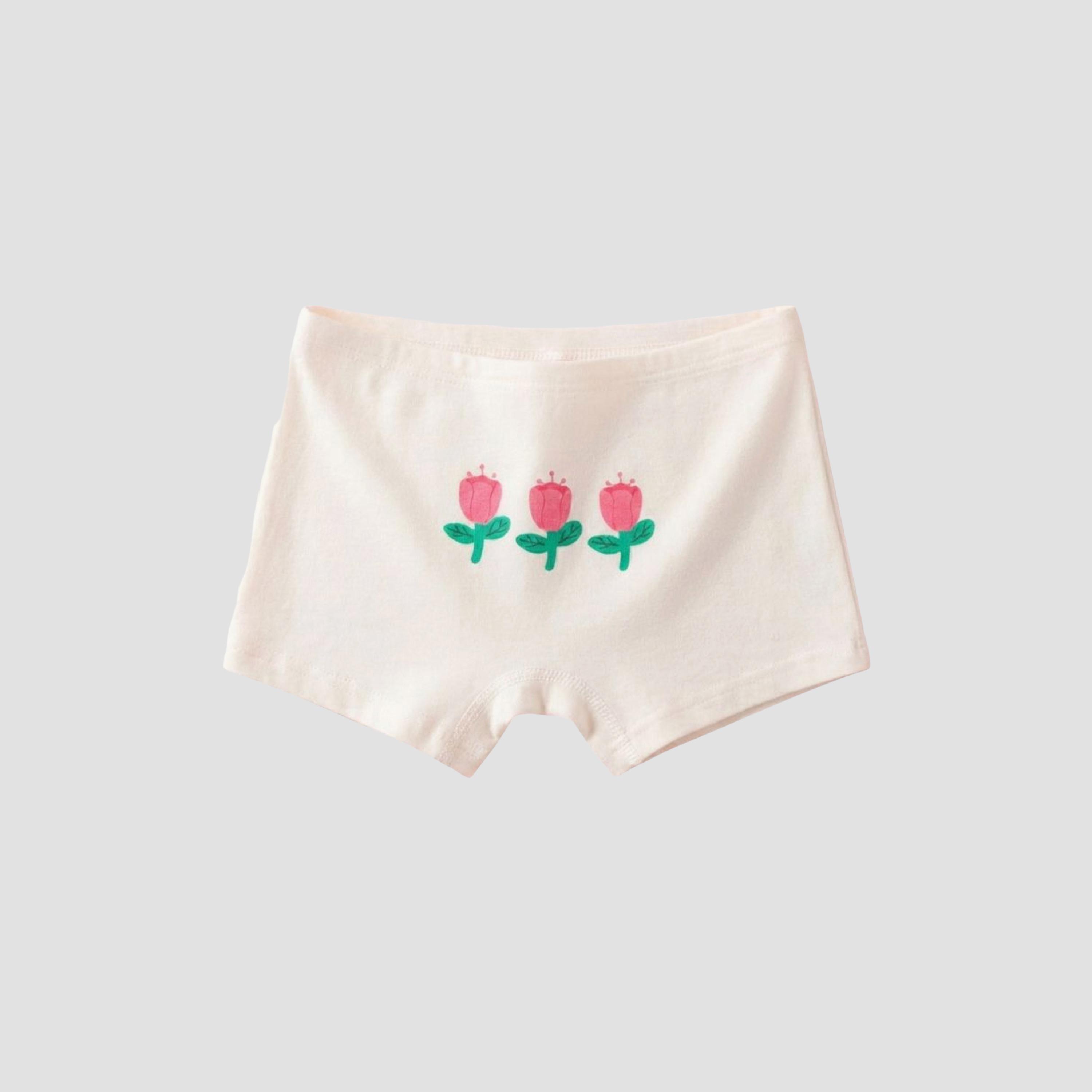 Babyqlo 4-Piece Cotton Strawberry Floral Print Briefs Set-girls-clothing-innerwear-panties-image-3