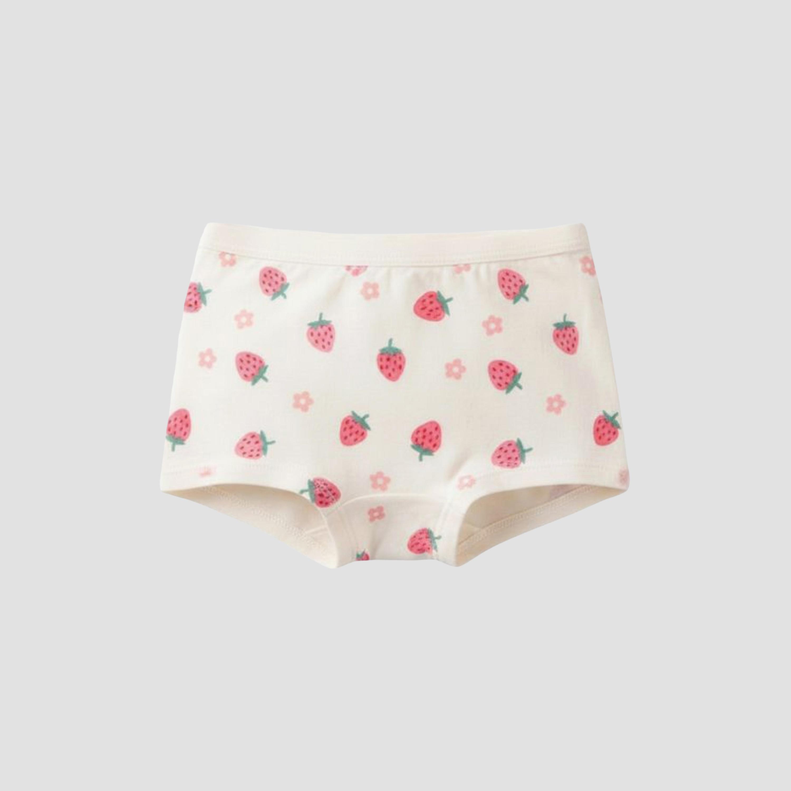 Babyqlo 4-Piece Cotton Strawberry Floral Print Briefs Set-girls-clothing-innerwear-panties-image-4