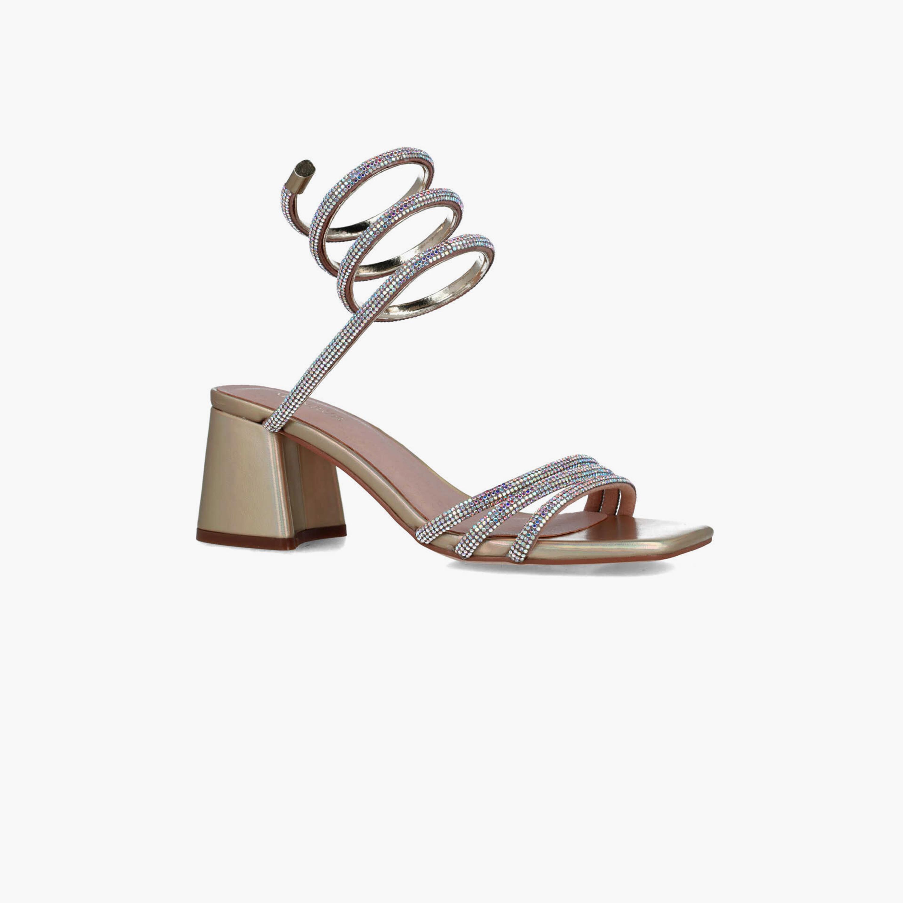 Menbur Women's Metallic Strap Sandals with Embellishment | 24675-women-shoes-heels-image-1