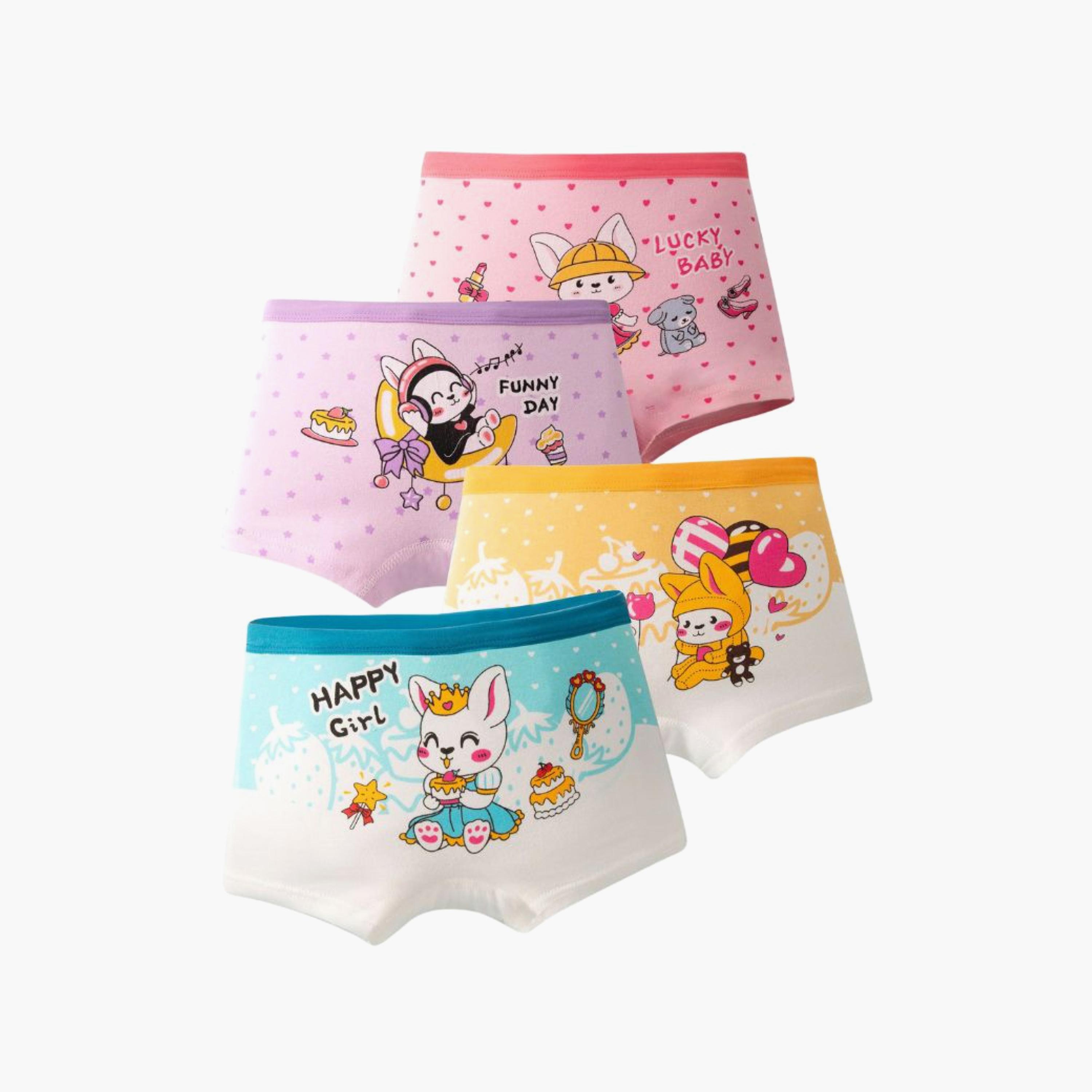 Babyqlo 4-Piece Cute Bunny Print Pack Briefs Set-girls-clothing-innerwear-panties-image-1