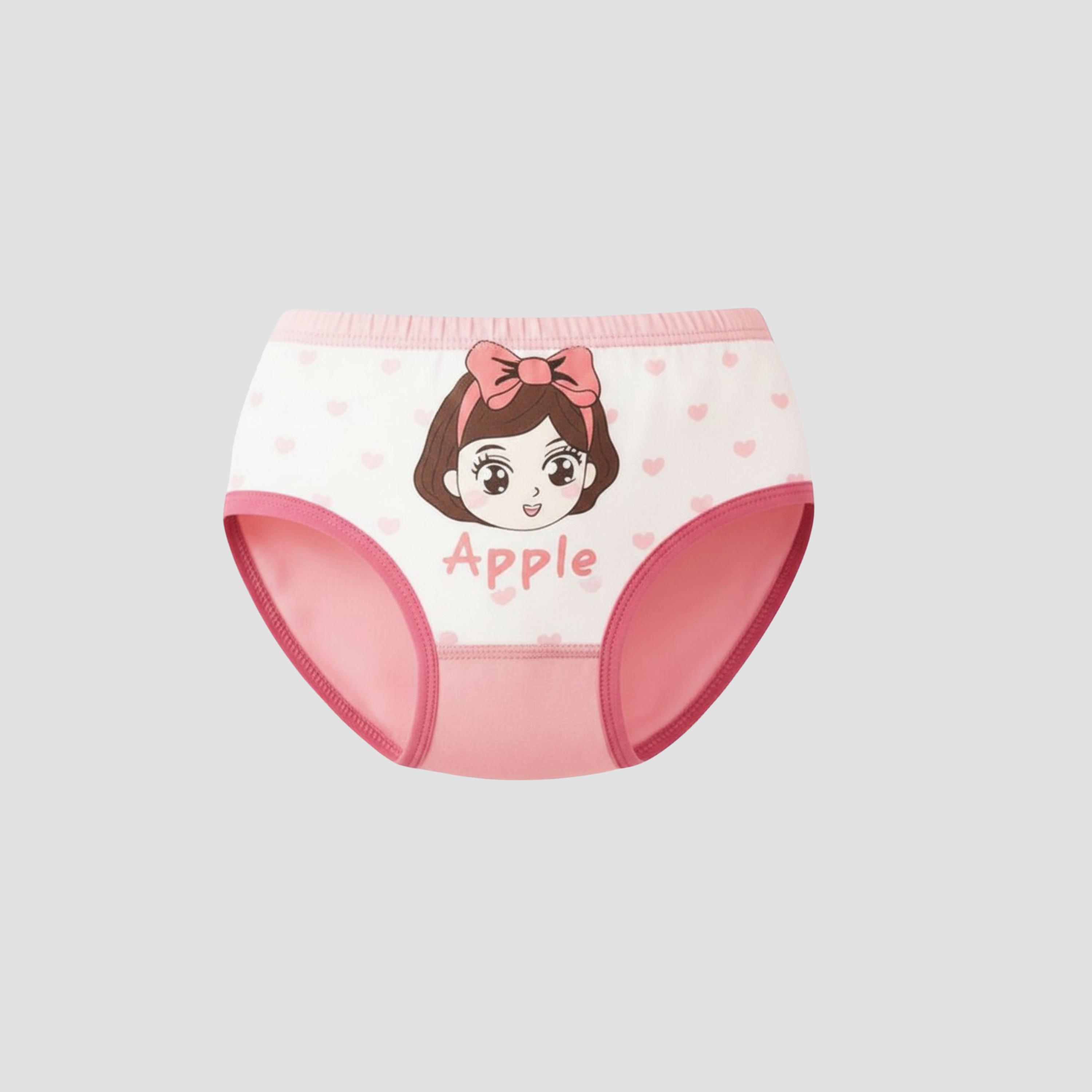طقم سراويل داخلية (بريفز) قطنية بطبعة فتاة وتفاحة 4 قطع من بيبيكلو-girls-clothing-innerwear-panties-image-3
