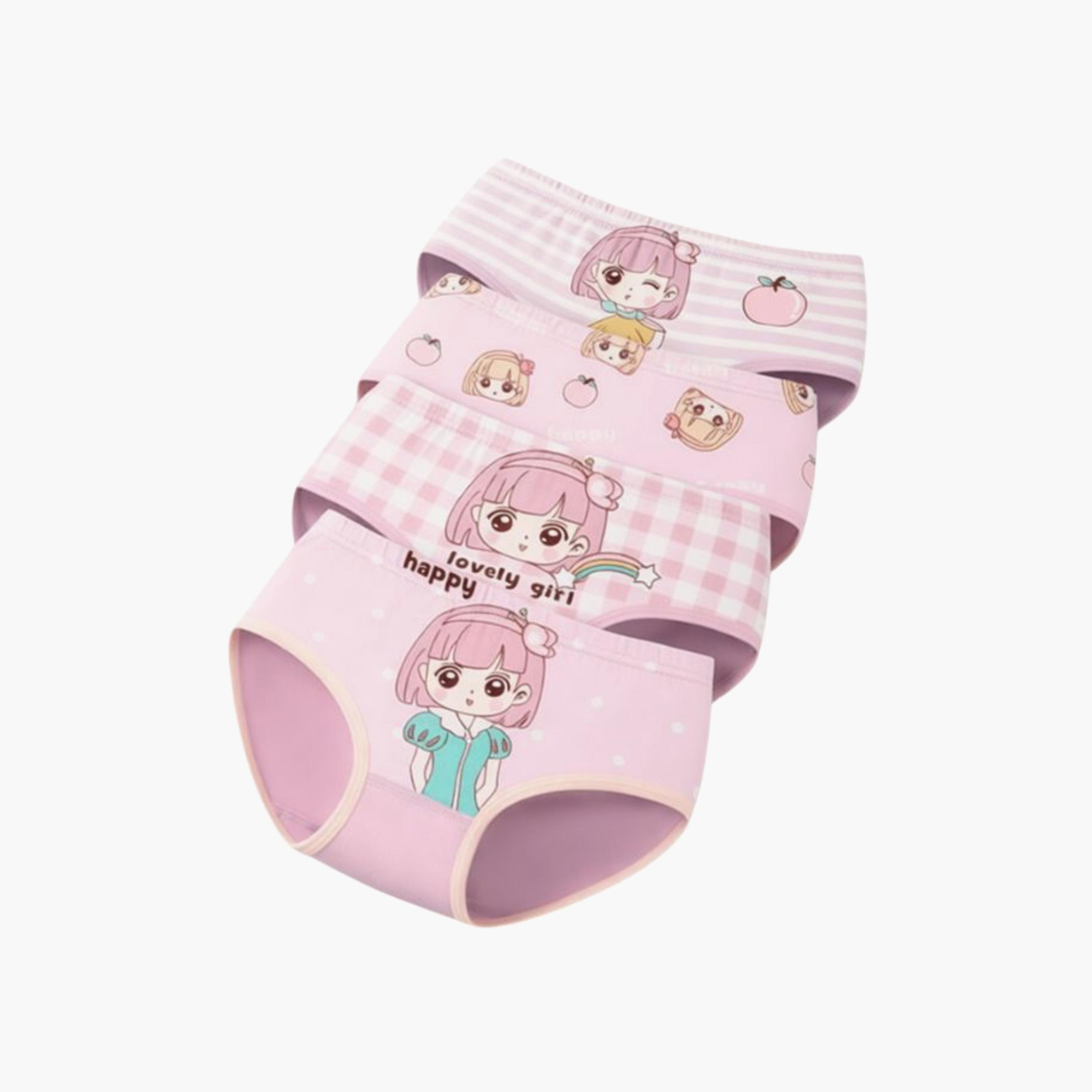 طقم سراويل داخلية (بريفز) قطنية بطبعة فتاة جميلة 4 قطع من بيبيكلو-girls-clothing-innerwear-panties-image-2
