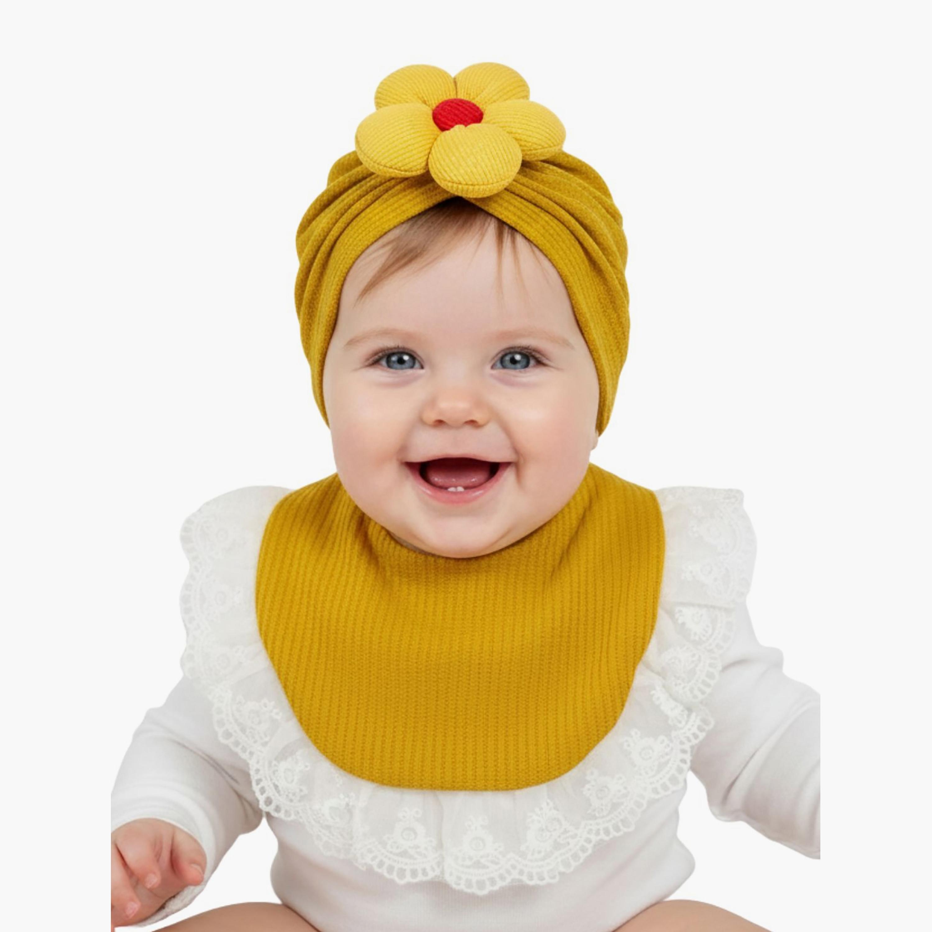 Babyqlo Adorable Cotton Bib with Cap Set-baby-feeding-bibs-image-1