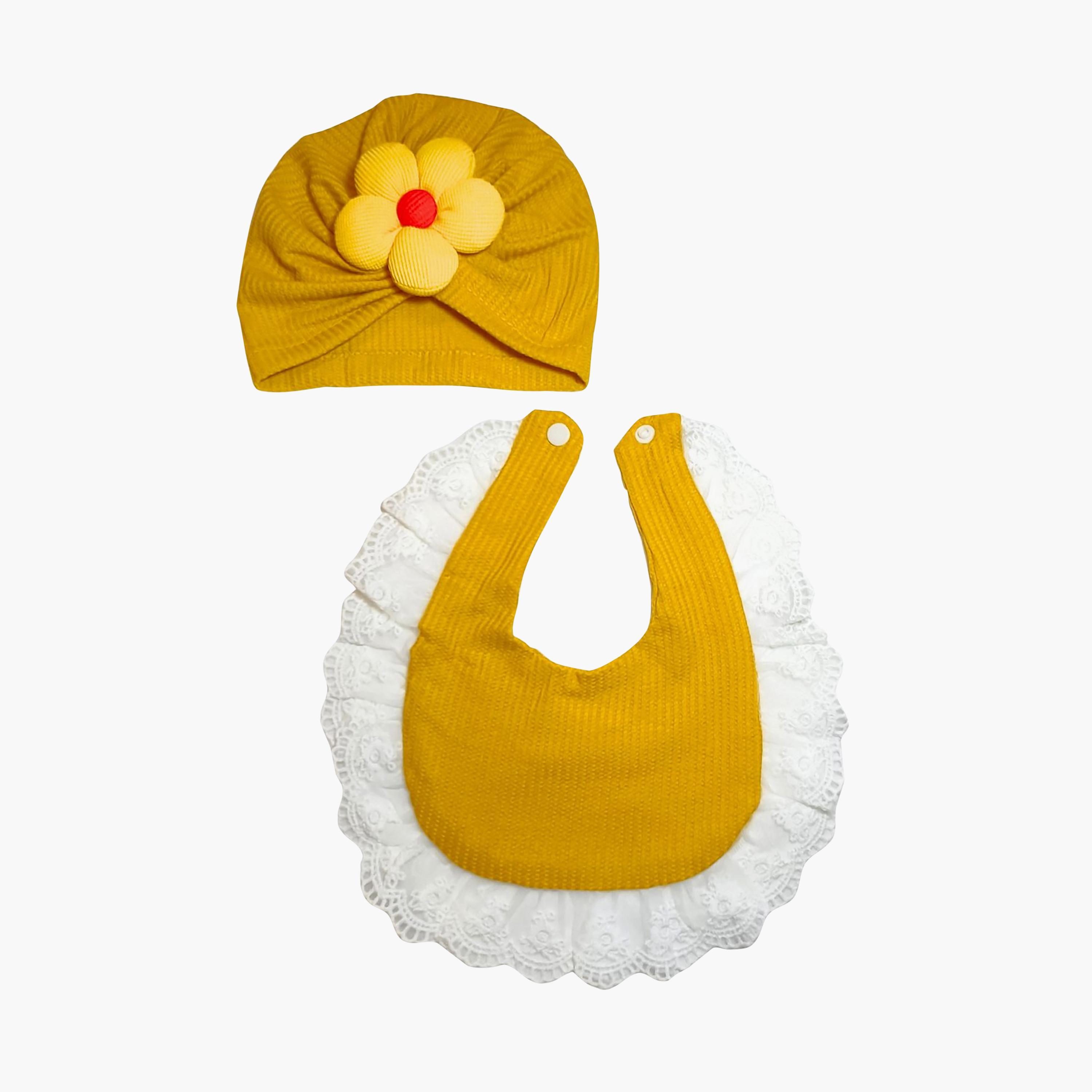 Babyqlo Adorable Cotton Bib with Cap Set-baby-feeding-bibs-image-2