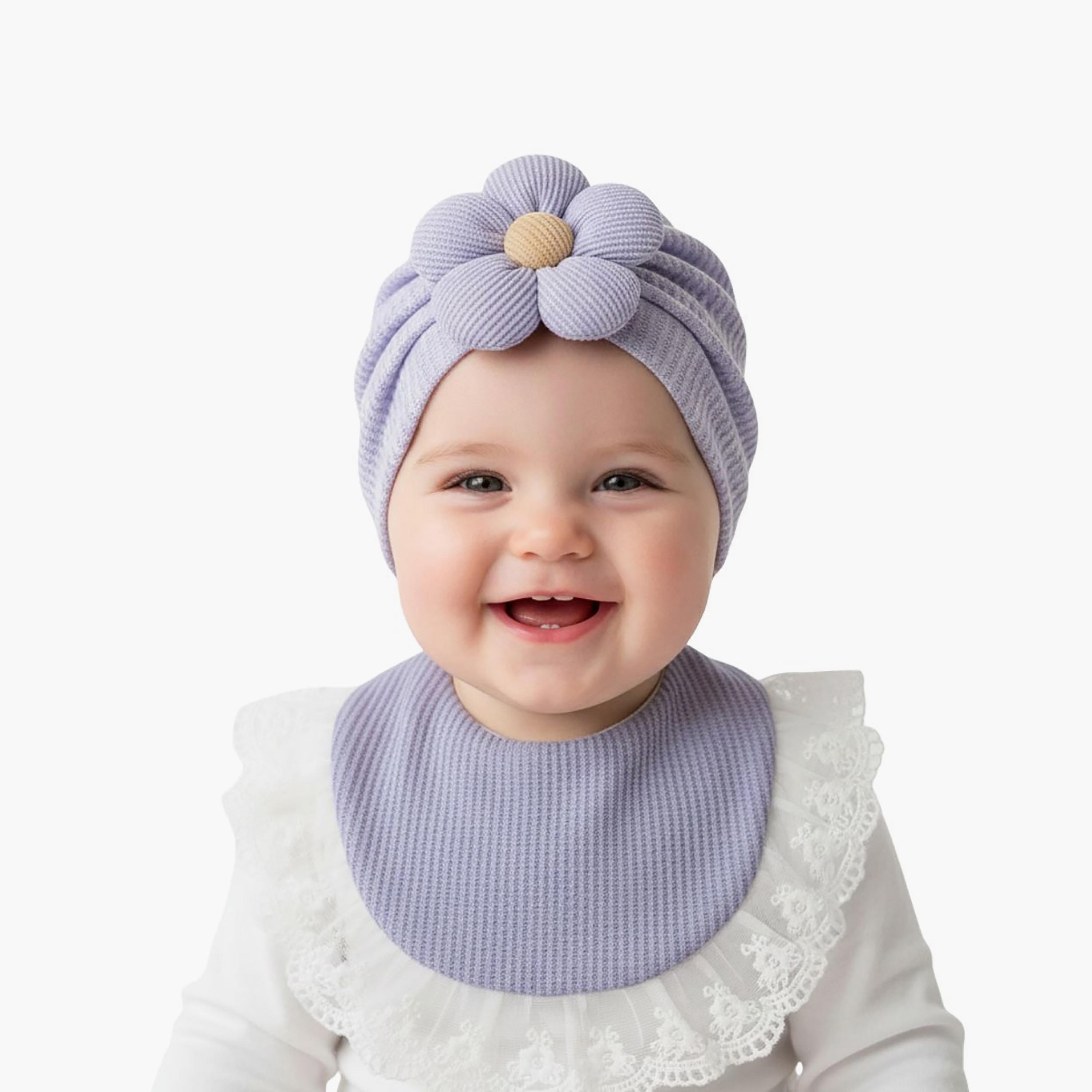 Babyqlo Adorable Cotton Bib with Cap Set-baby-feeding-bibs-image-1