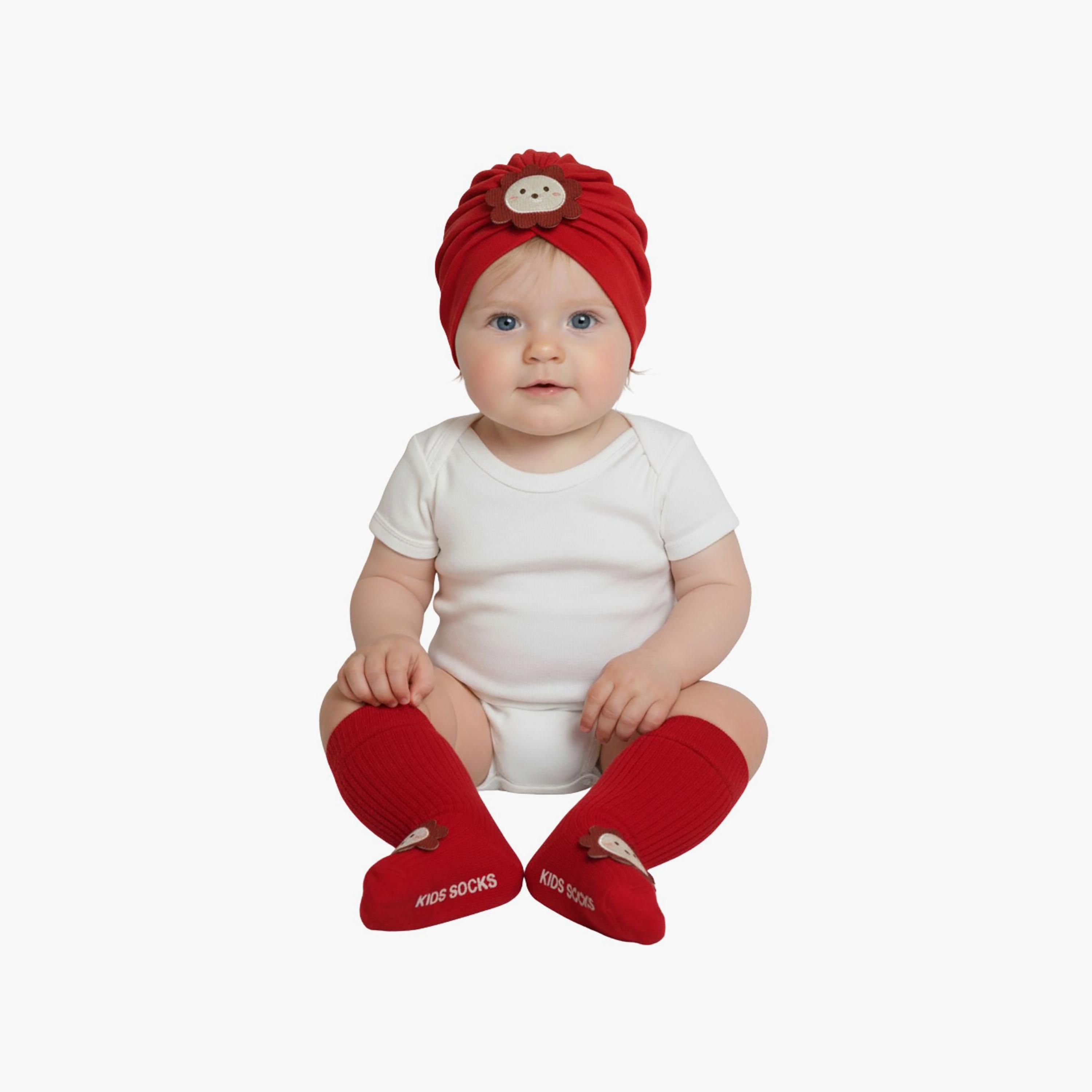 Babyqlo Floral Socks with Cap Set-baby-girls-accessories-socks-image-1