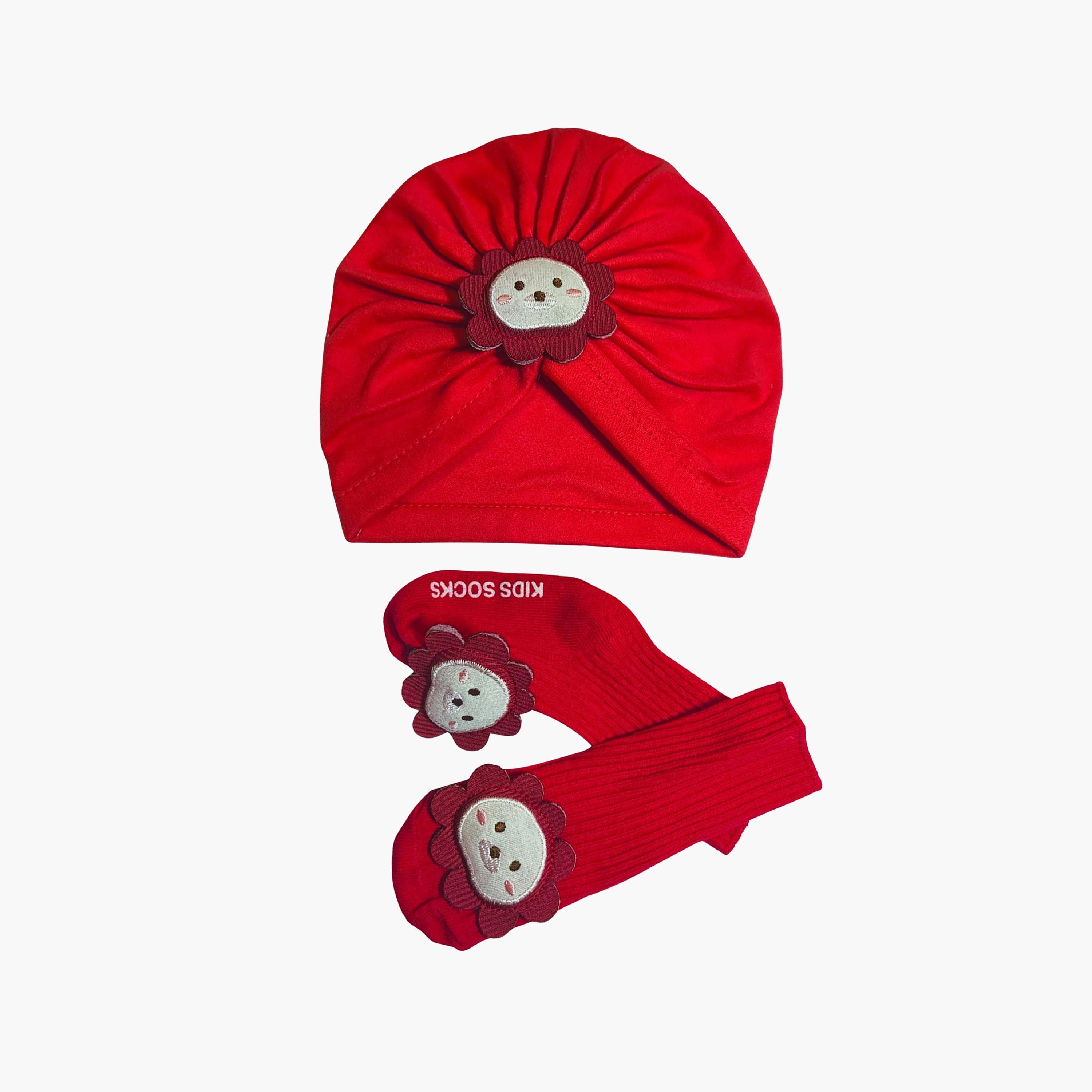 Babyqlo Floral Socks with Cap Set-baby-girls-accessories-socks-image-2