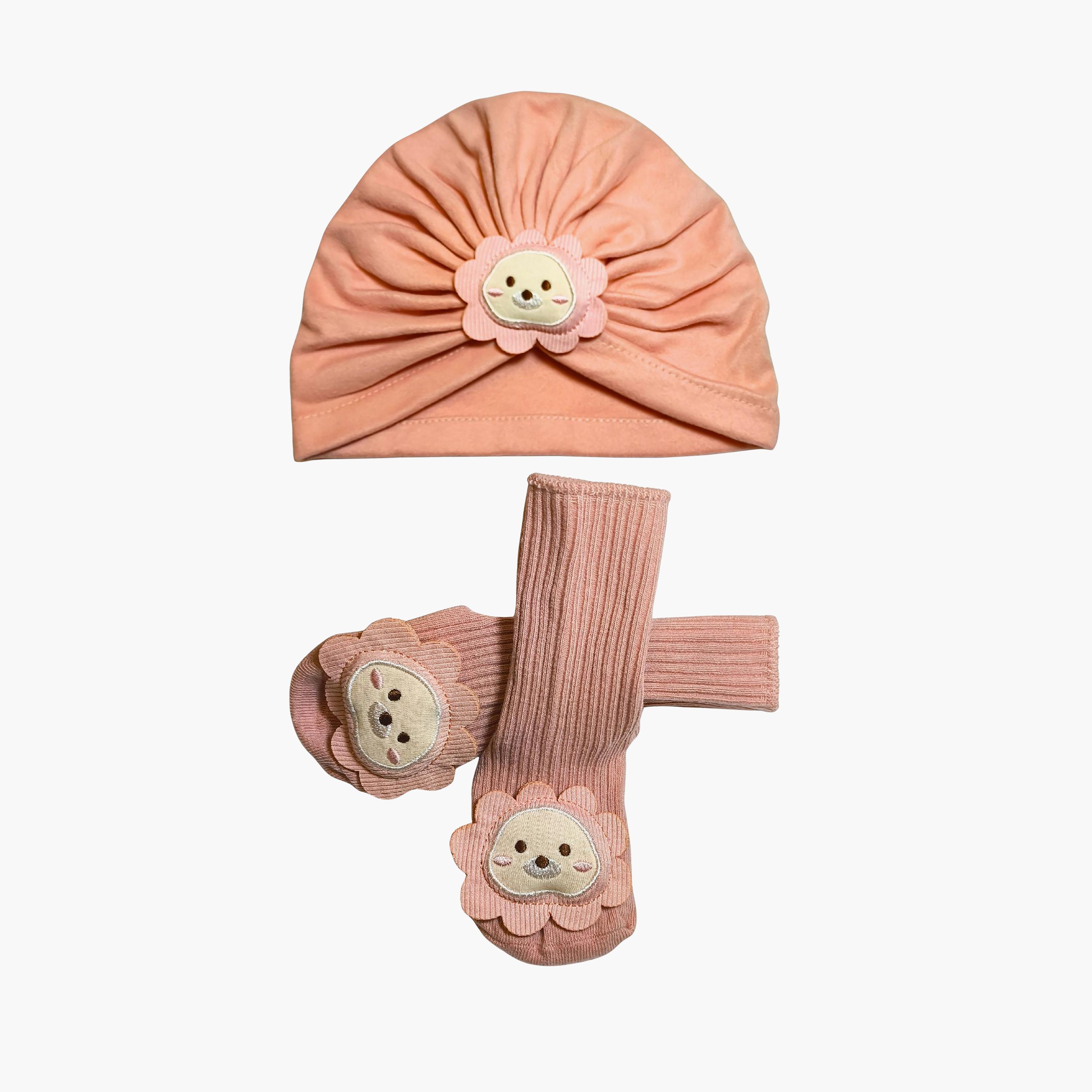 Babyqlo Floral Socks with Cap Set-baby-girls-accessories-socks-image-1