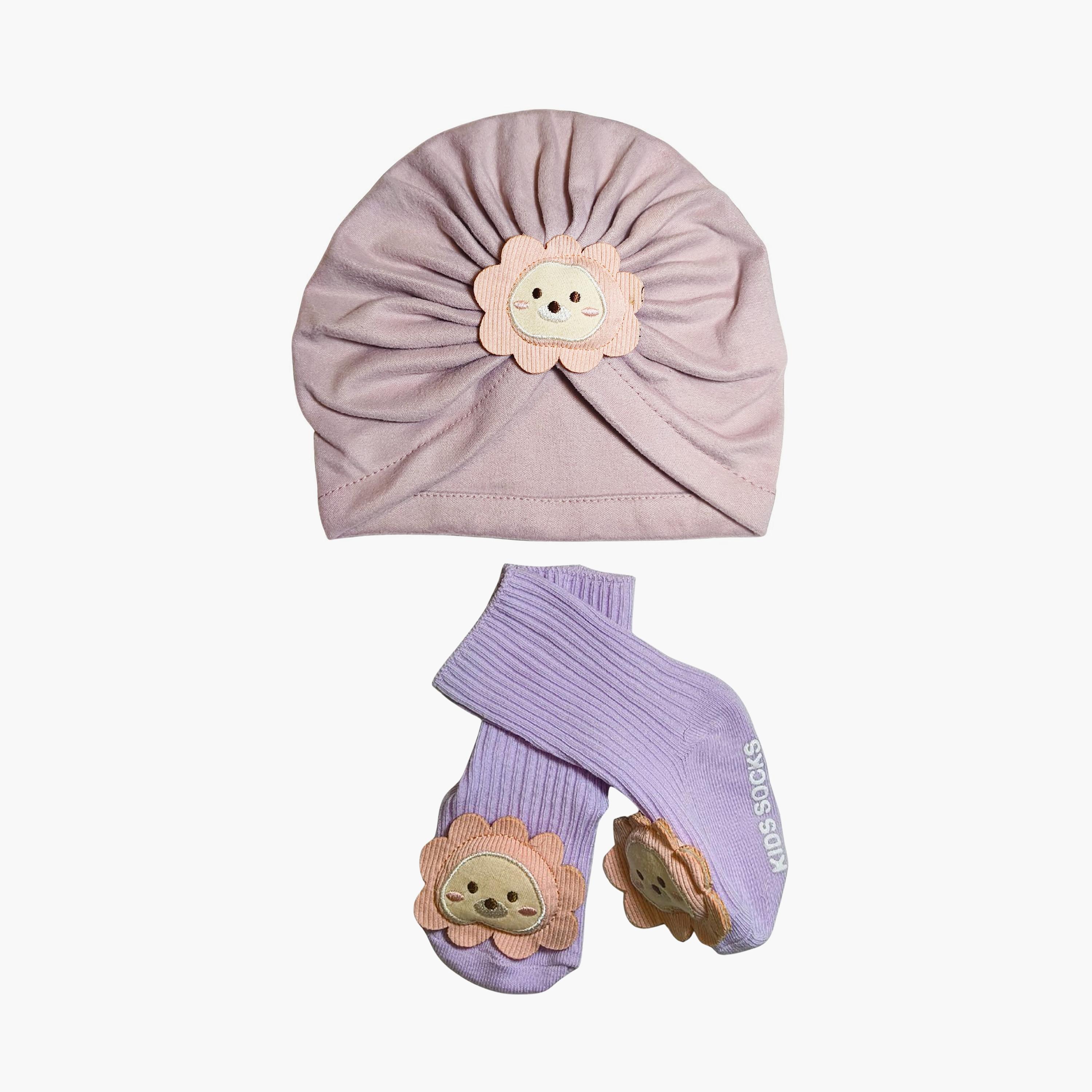 Babyqlo Floral Socks with Cap Set-baby-girls-accessories-socks-image-2
