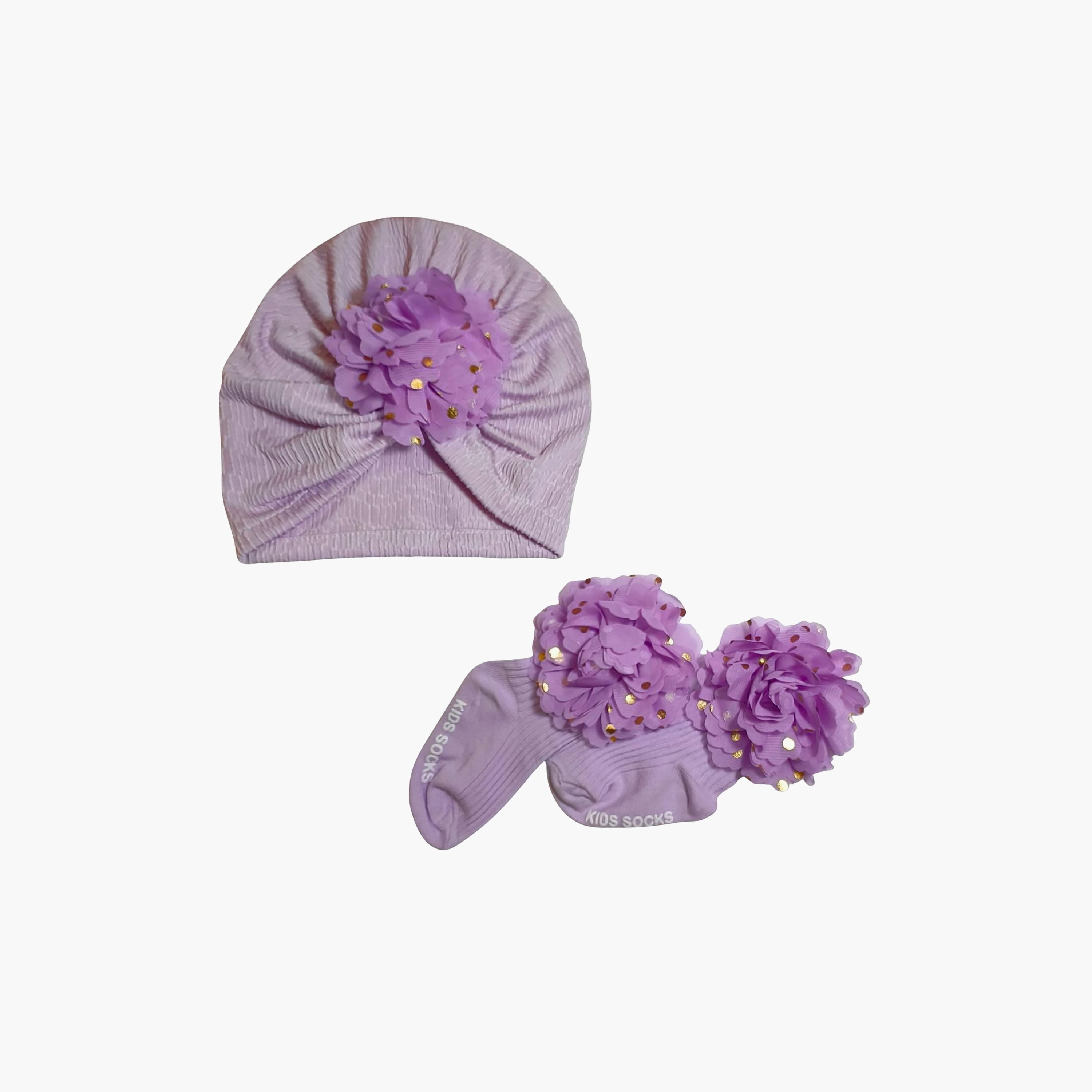 Babyqlo Floral Socks with Cap Set-baby-girls-accessories-socks-image-1