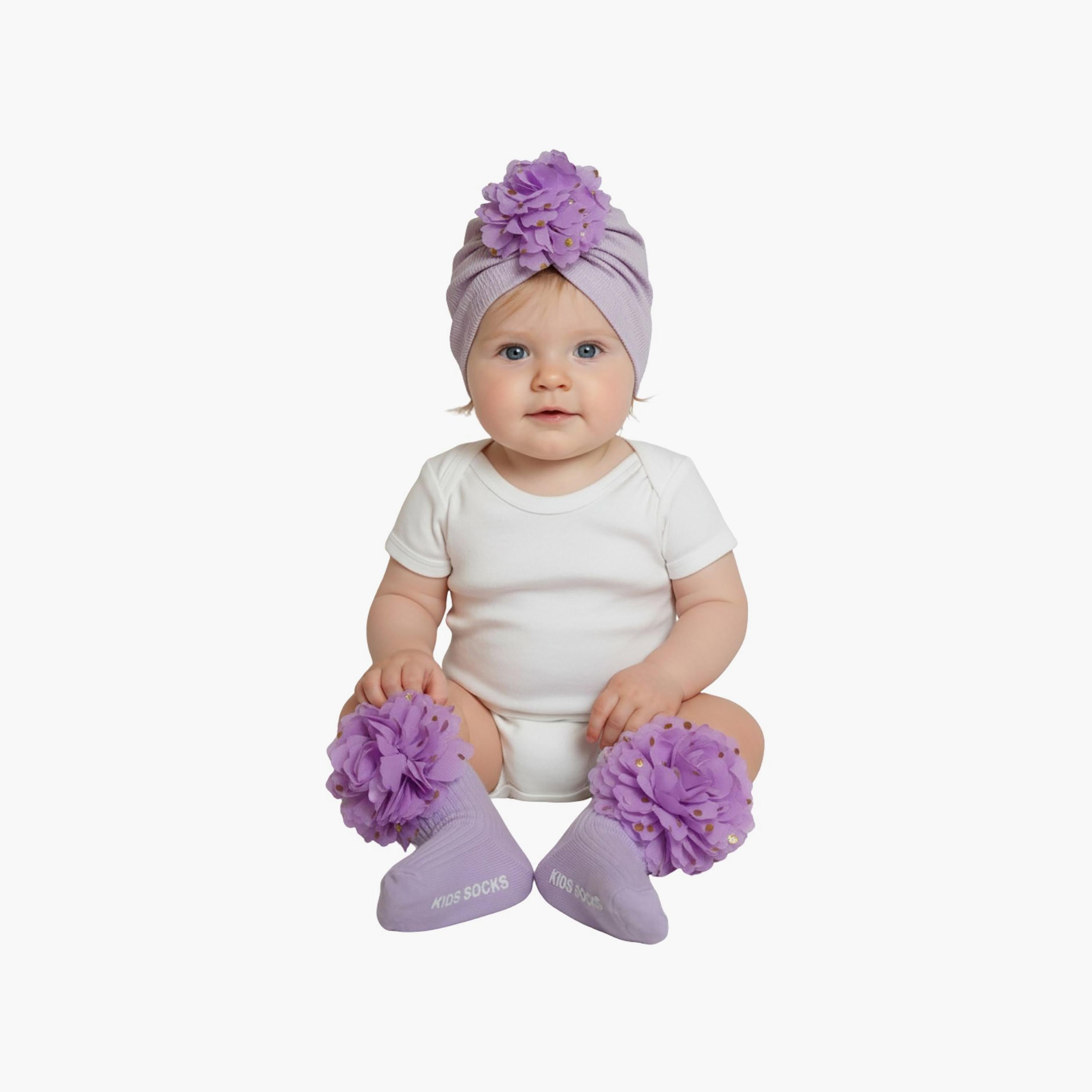Babyqlo Floral Socks with Cap Set-baby-girls-accessories-socks-image-4