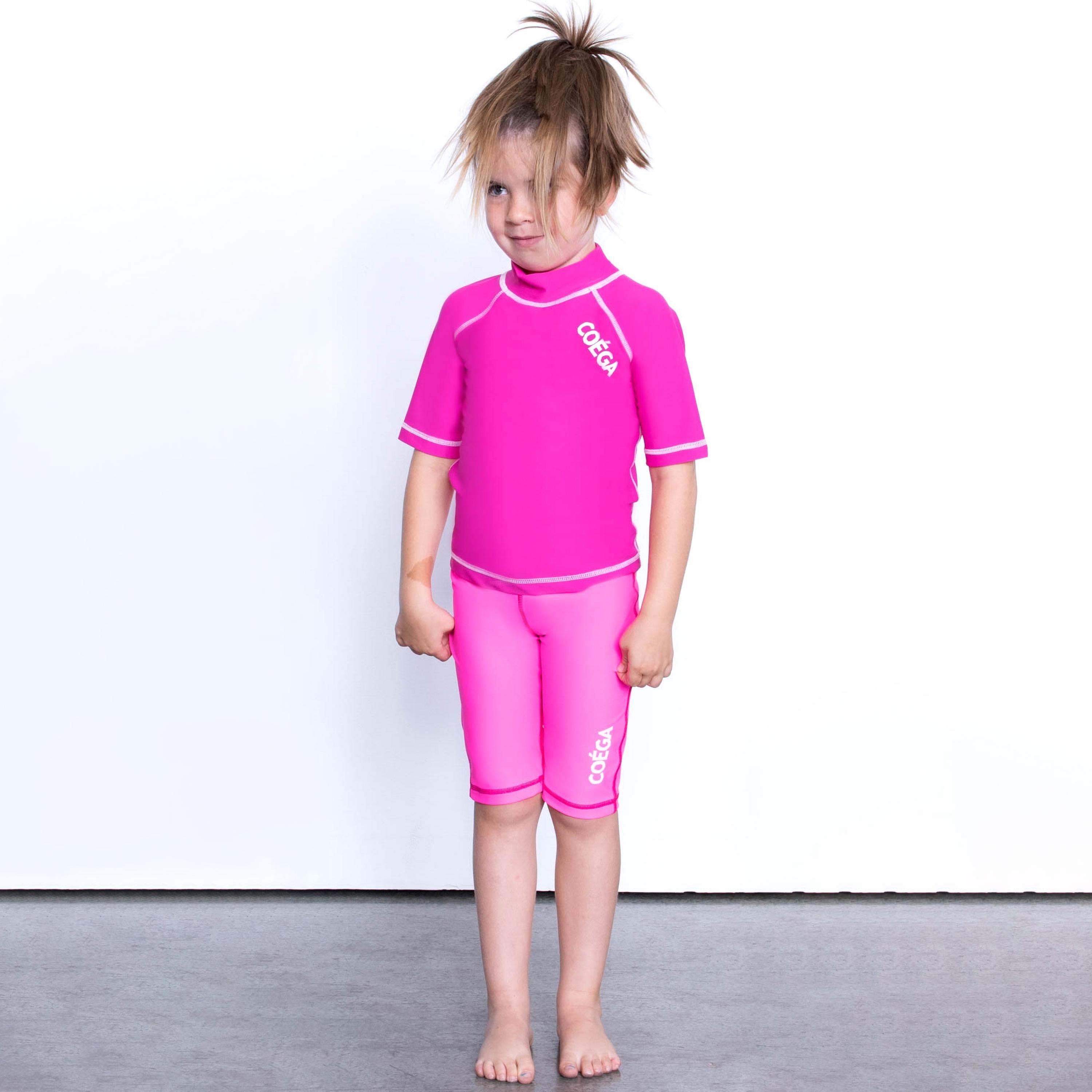 COEGA Sunwear Girls Kids Rashguard Short Sleeve, Pink-sports-gear-swimming-girl-image-1