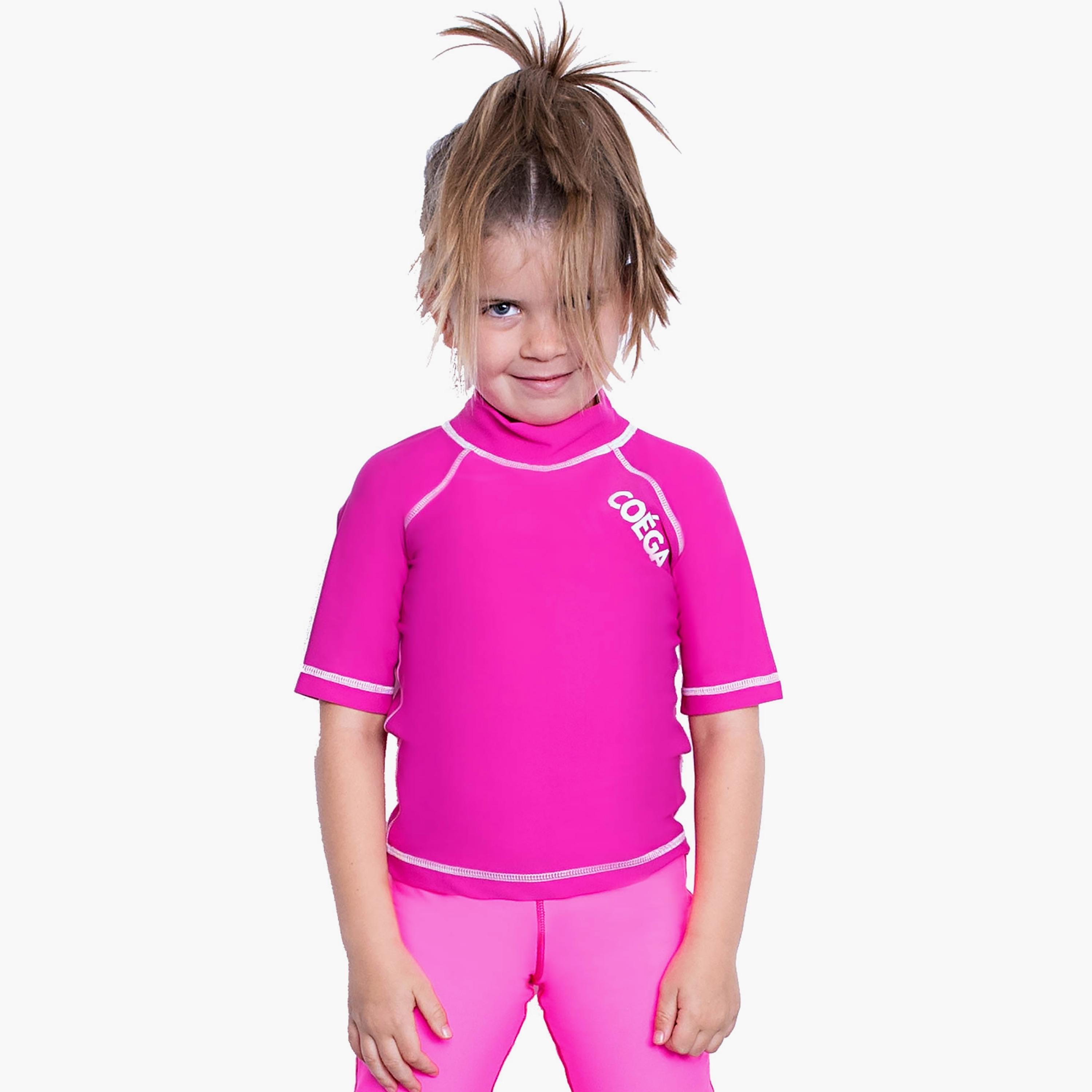 COEGA Sunwear Girls Kids Rashguard Short Sleeve, Pink-sports-gear-swimming-girl-image-2